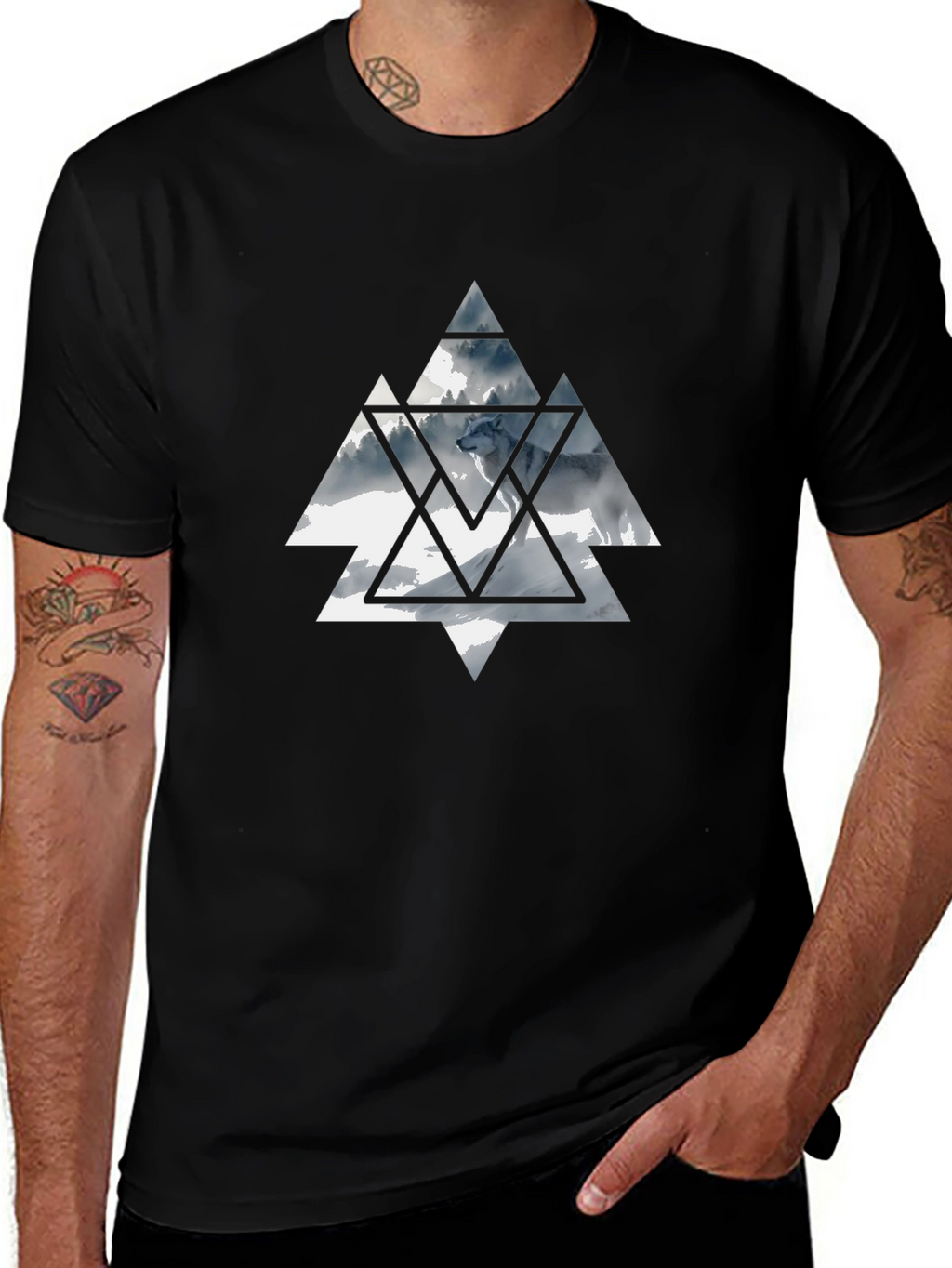 Geometric Wolf Graphic Tee