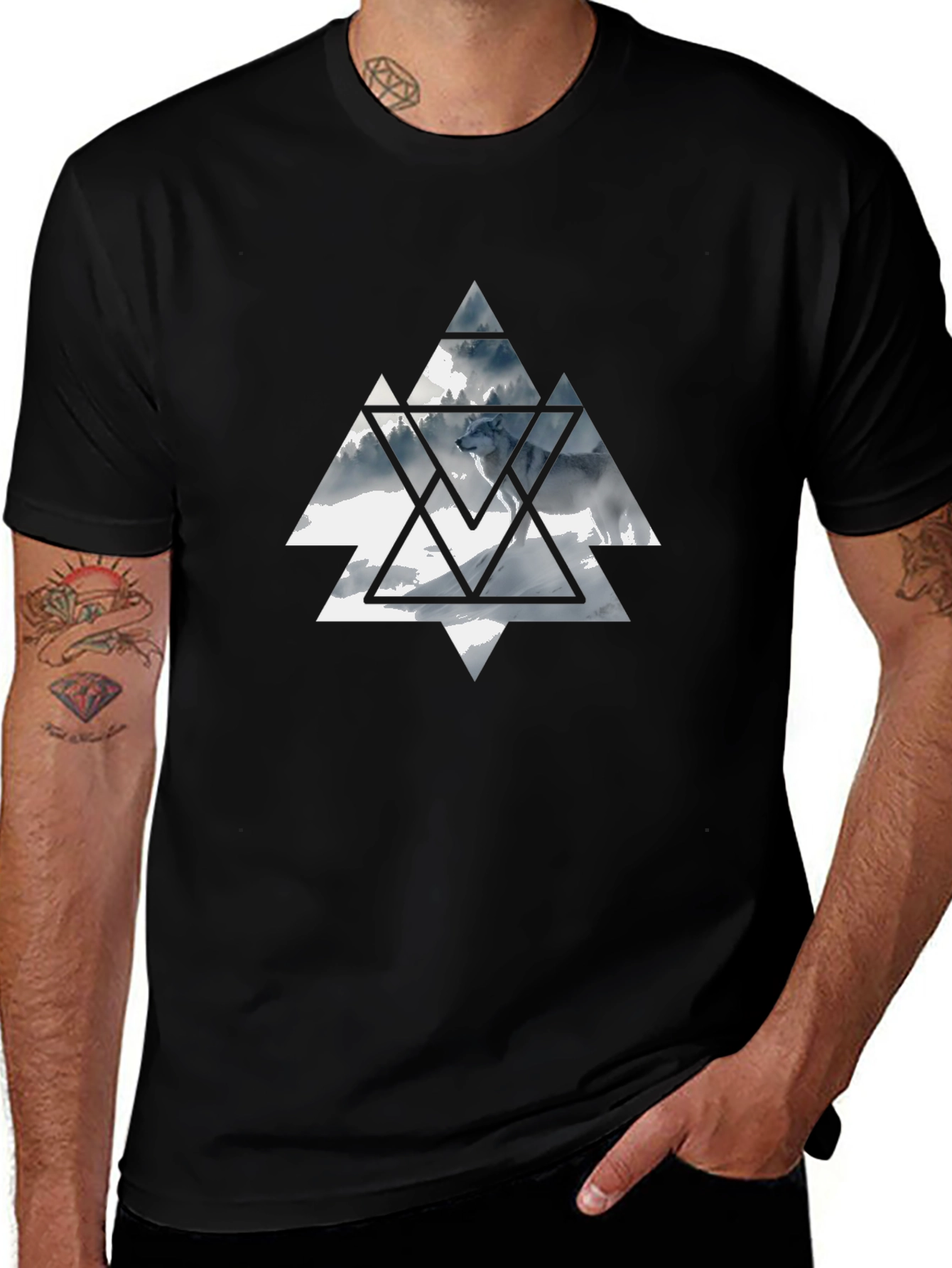 Geometric Wolf Graphic Tee