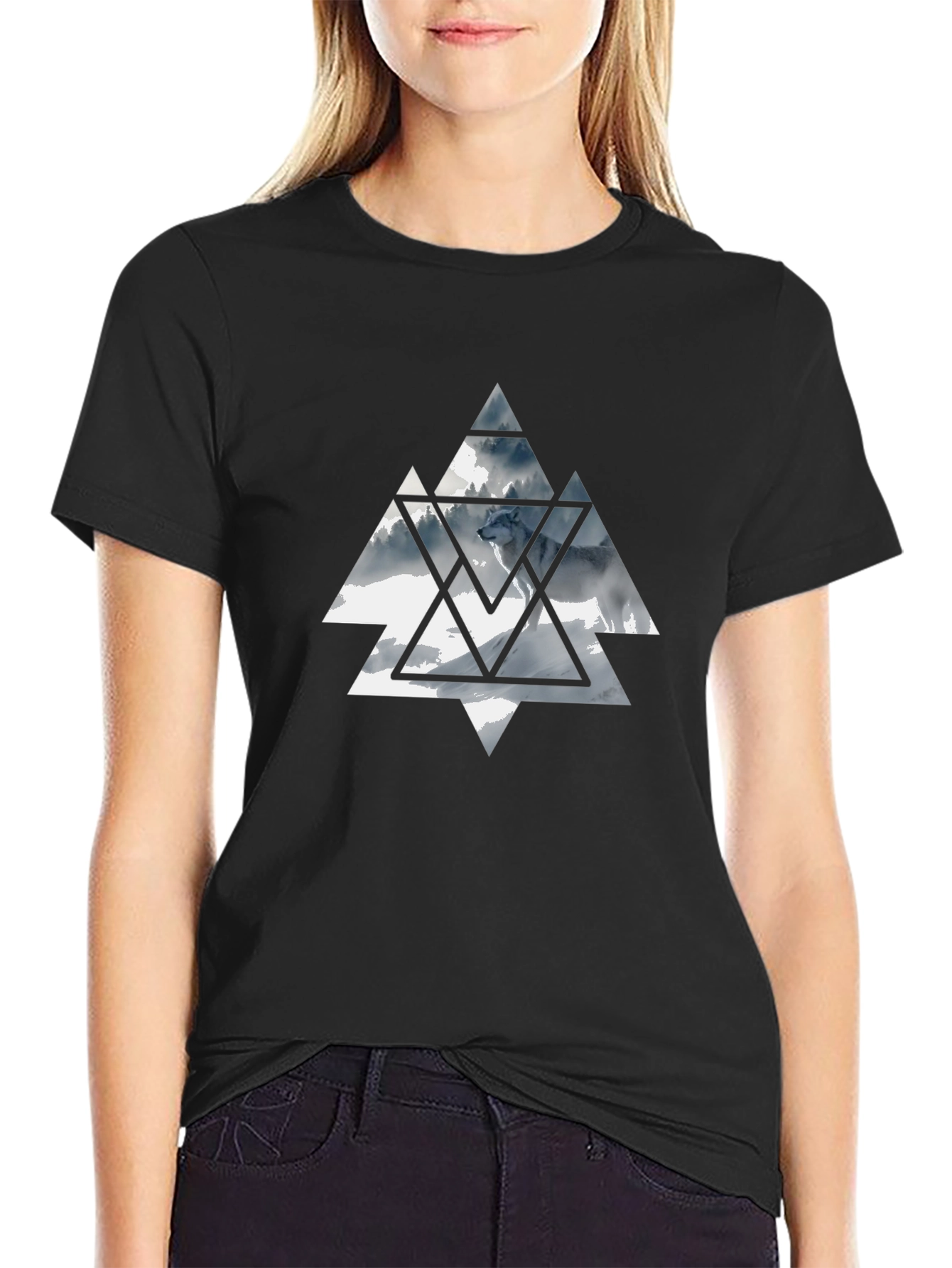 Geometric Wolf Graphic Tee