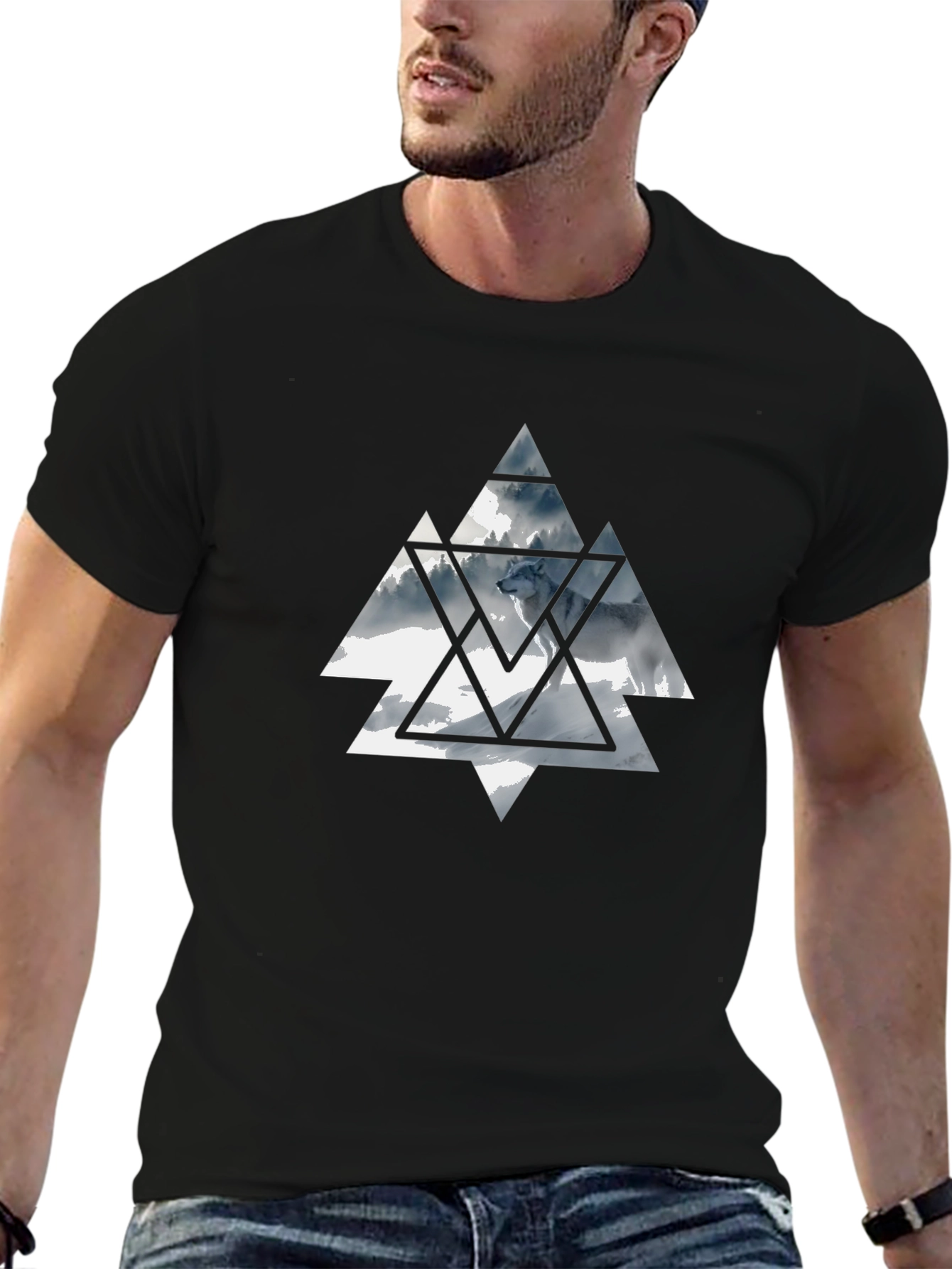 Geometric Wolf Graphic Tee