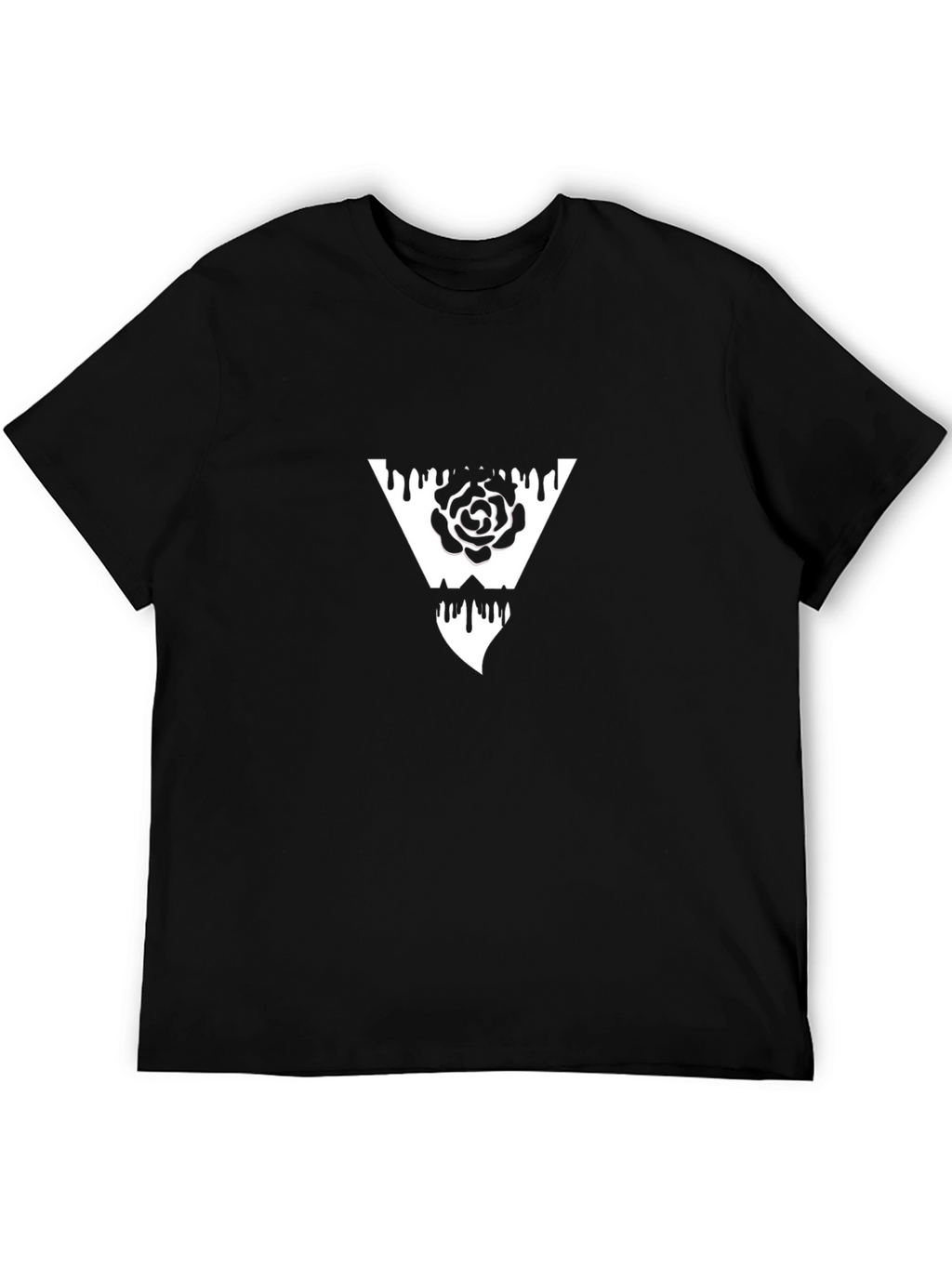 Black T-Shirt with Triangle Rose Graphic