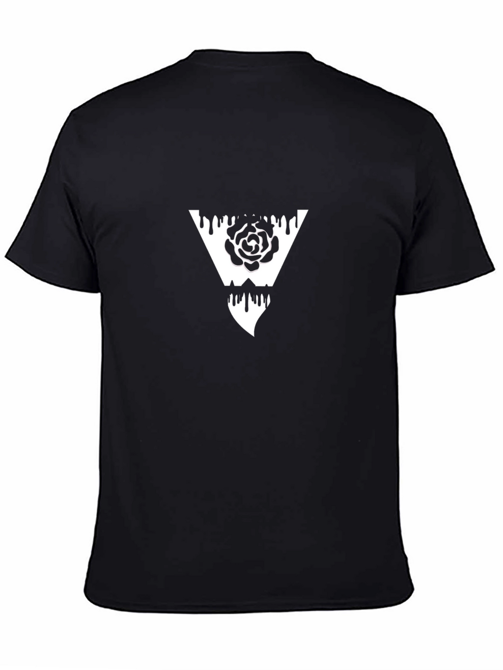 Black T-Shirt with Triangle Rose Graphic