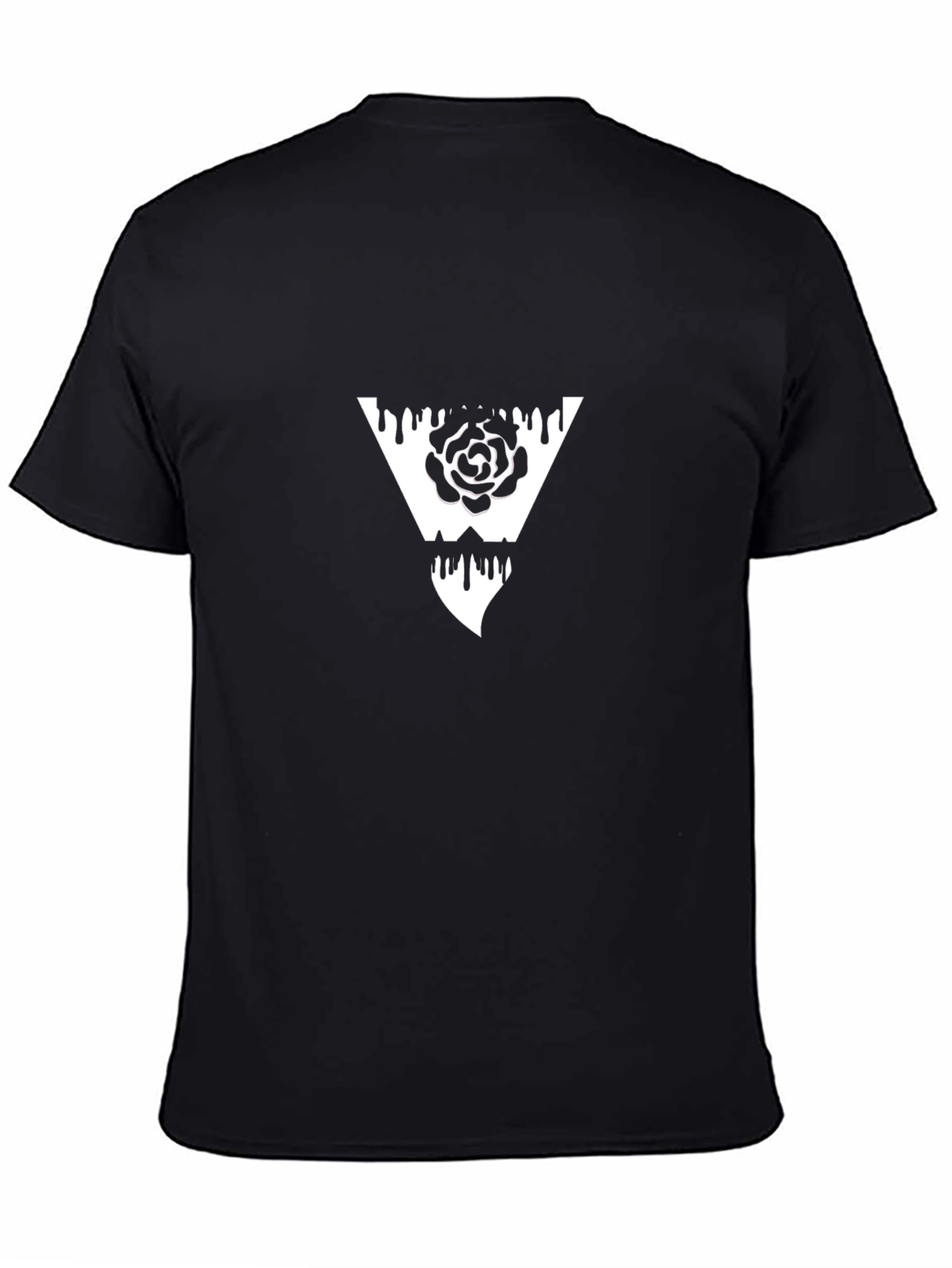 Black T-Shirt with Triangle Rose Graphic