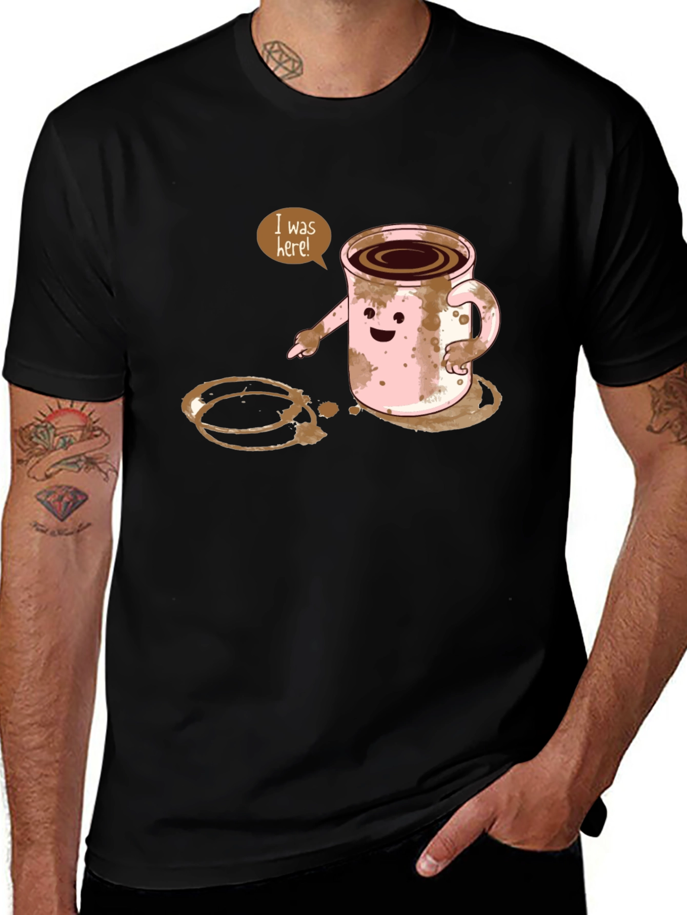 I Was Here! Funny Coffee Stain Graphic T-Shirt