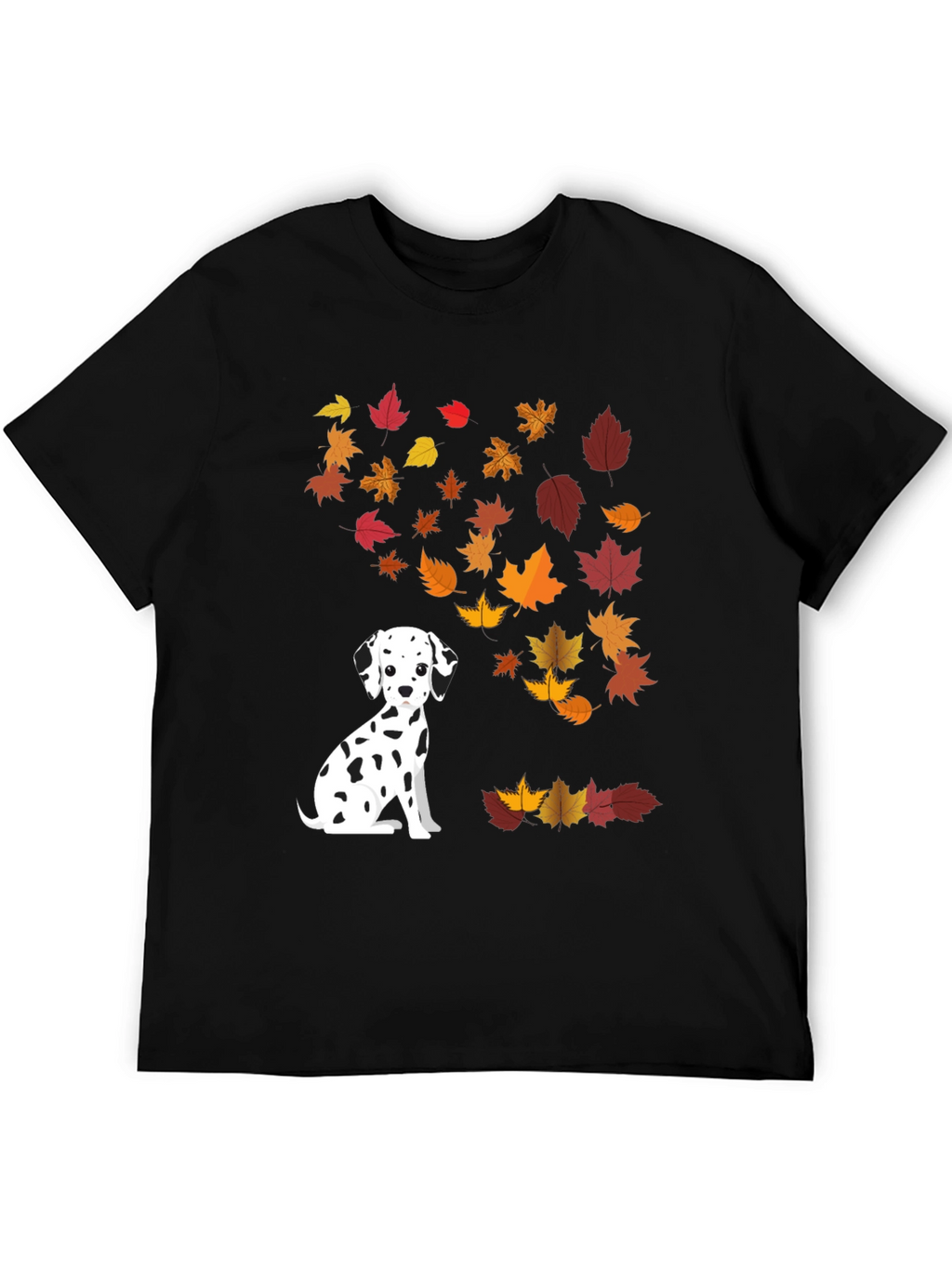 Dalmatian Dog Fall Leaves Graphic T-Shirt