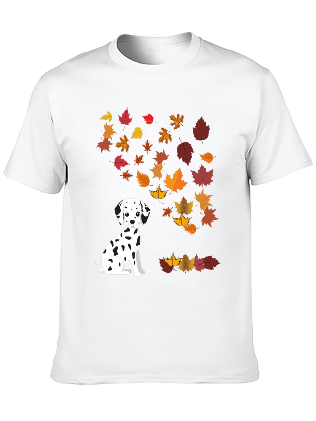 Dalmatian Dog Fall Leaves Graphic T-Shirt