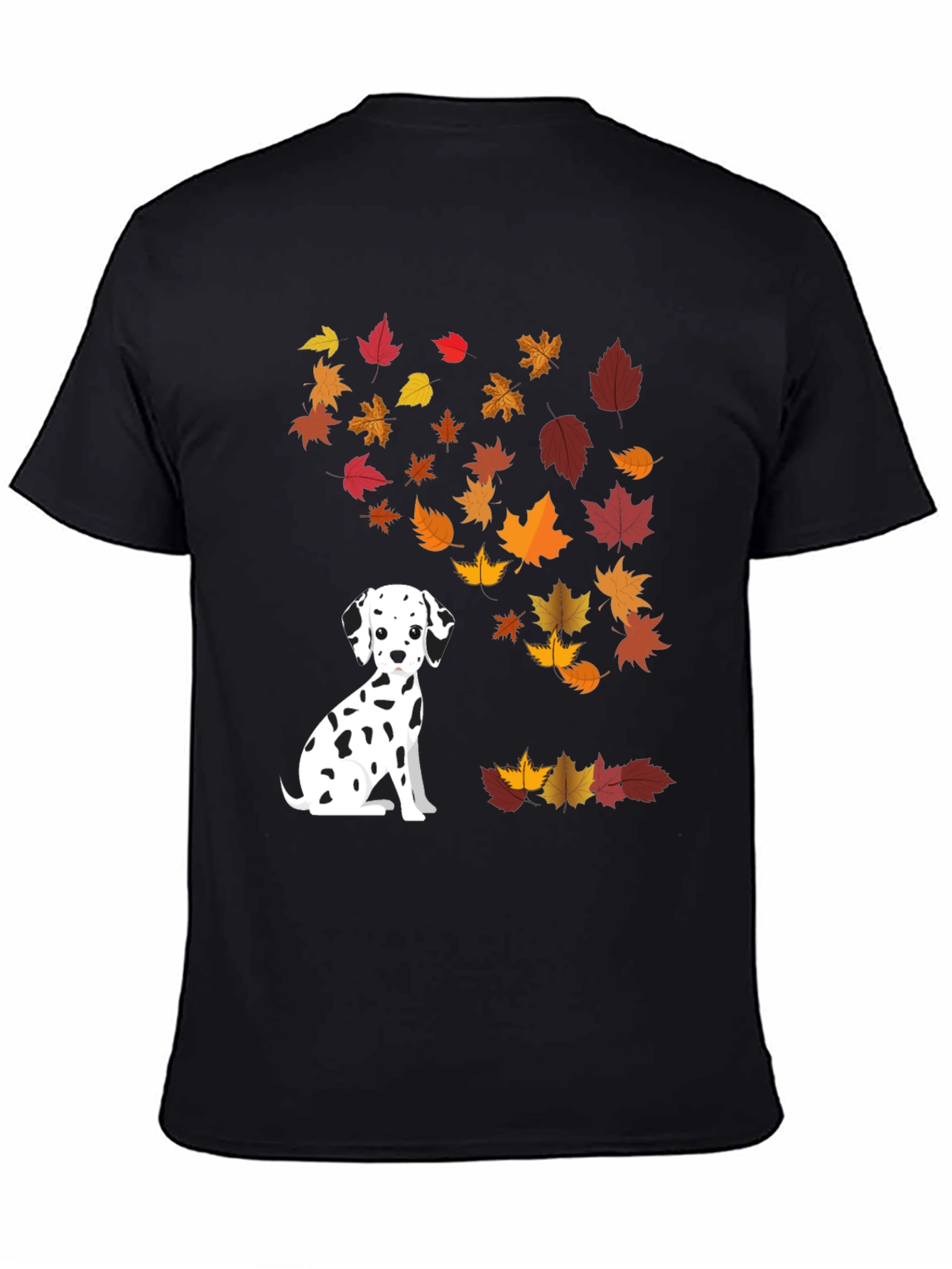 Dalmatian Dog Fall Leaves Graphic T-Shirt