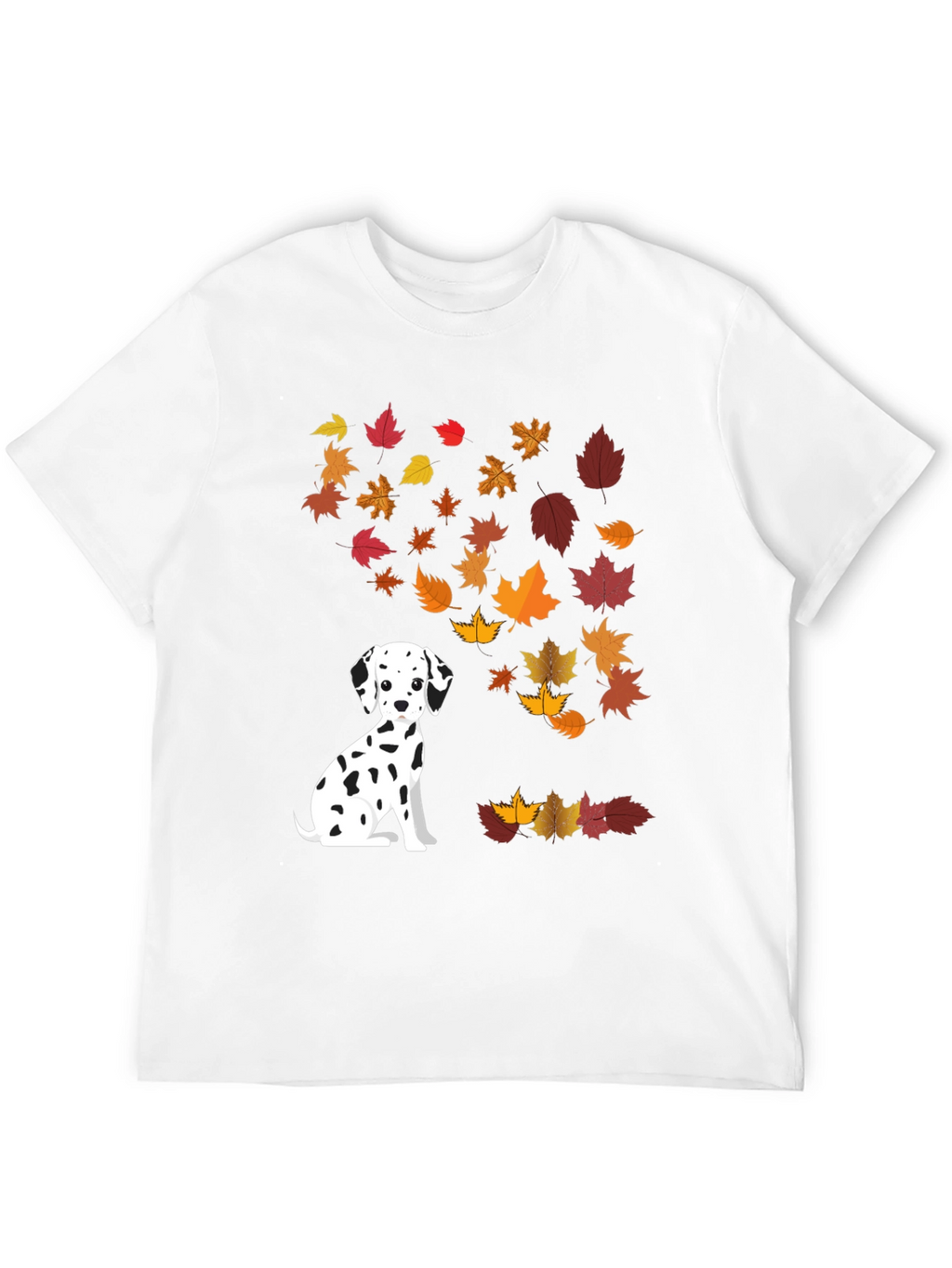 Dalmatian Dog Fall Leaves Graphic T-Shirt