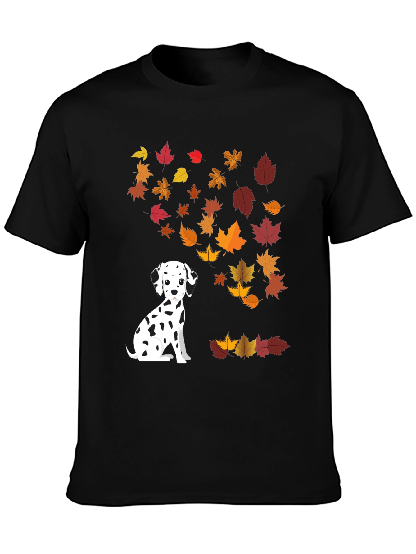 Dalmatian Dog Fall Leaves Graphic T-Shirt