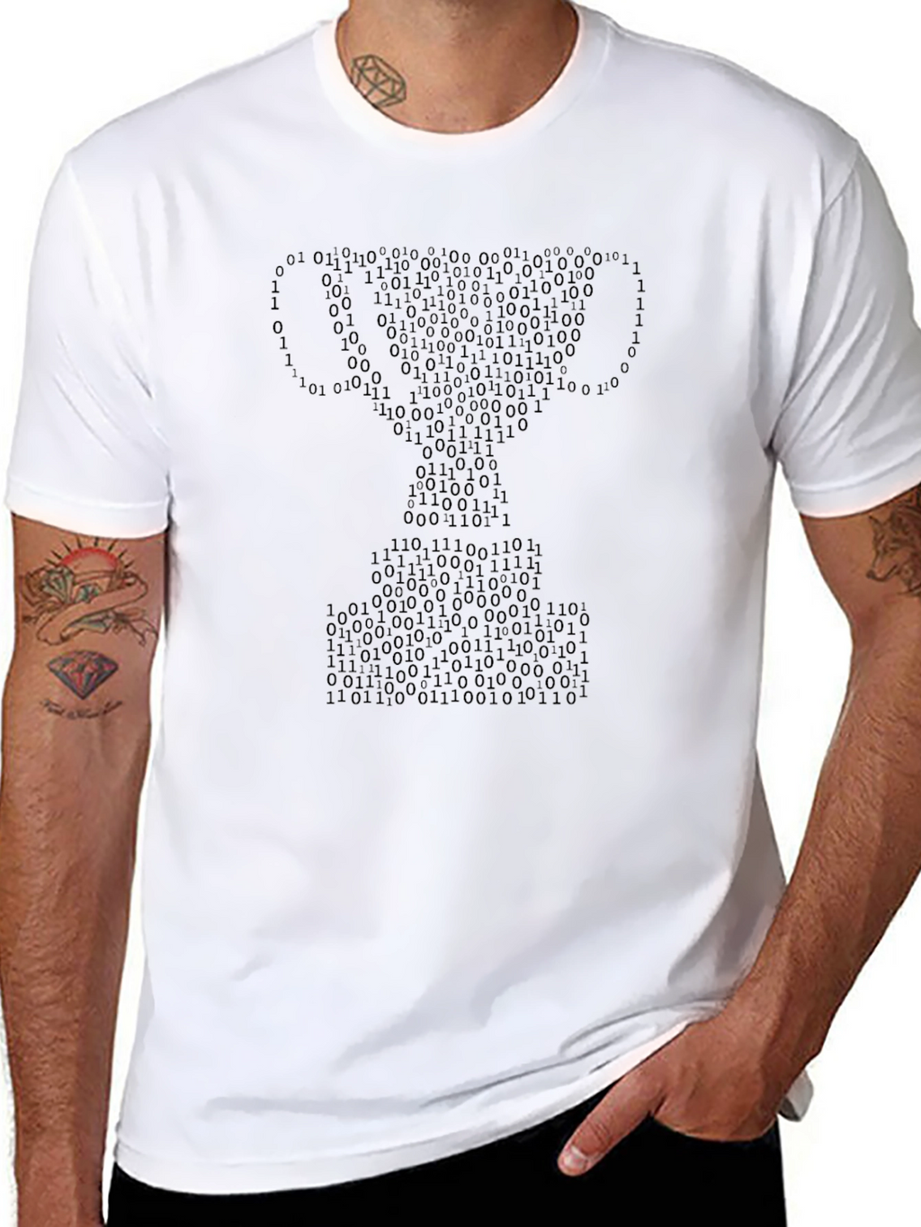 Binary Code Trophy Graphic Tee - Black