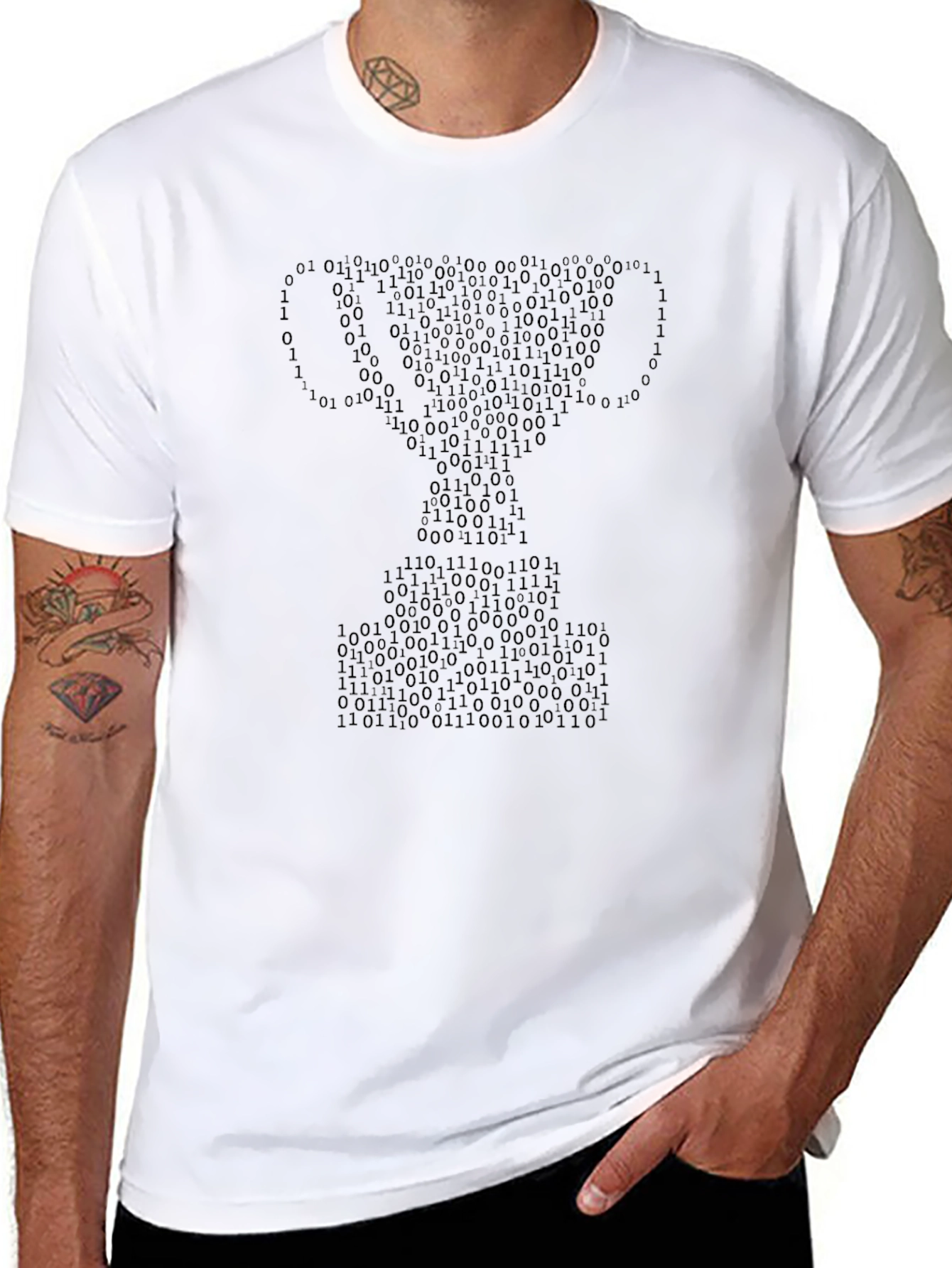 Binary Code Trophy Graphic Tee - Black