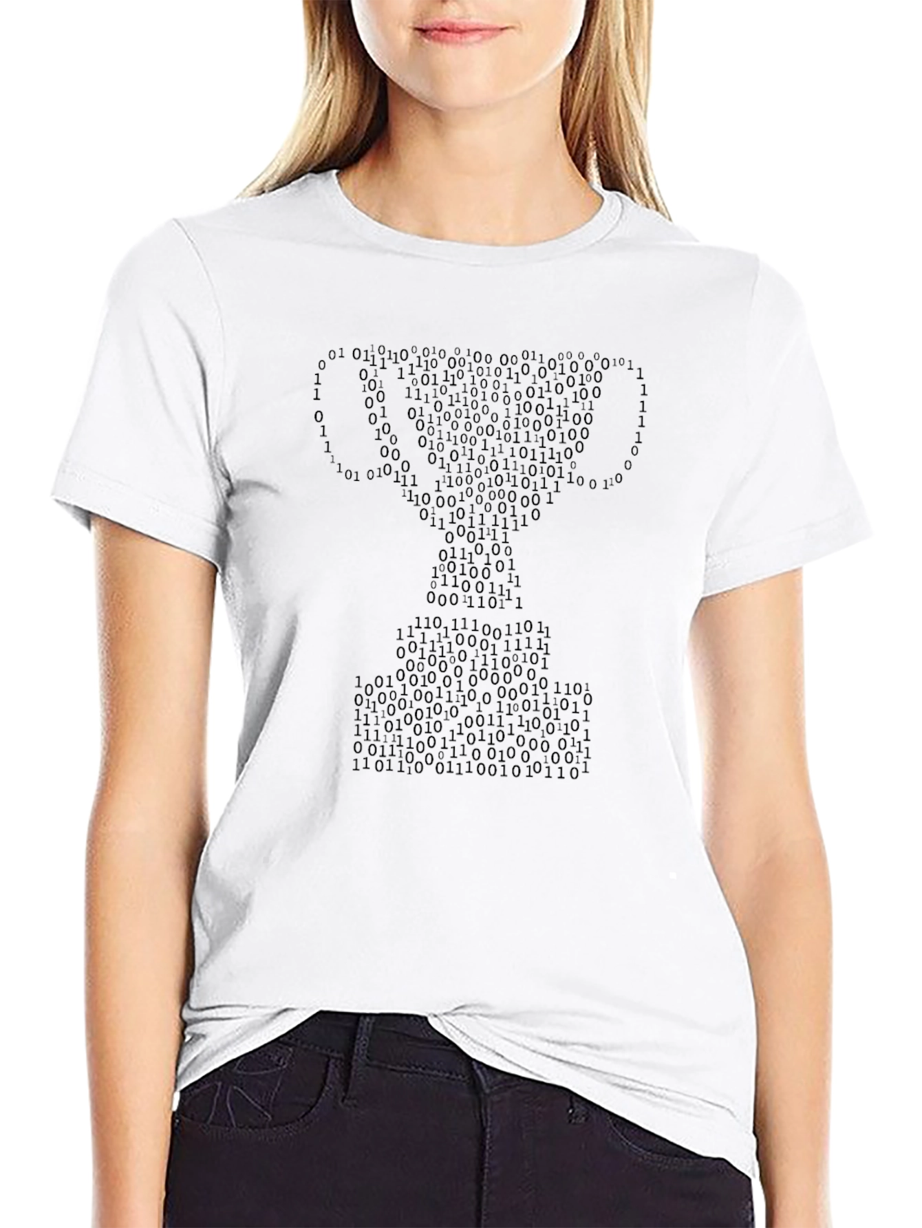 Binary Code Trophy Graphic Tee - Black