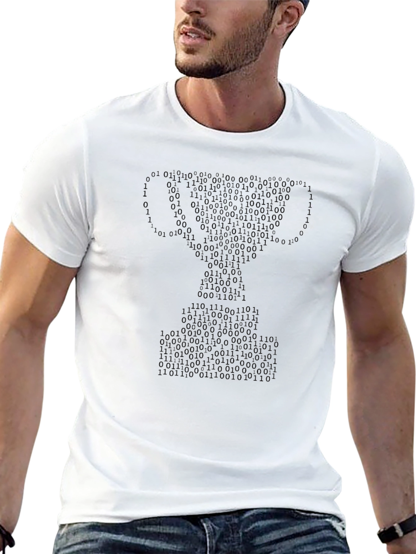 Binary Code Trophy Graphic Tee - Black