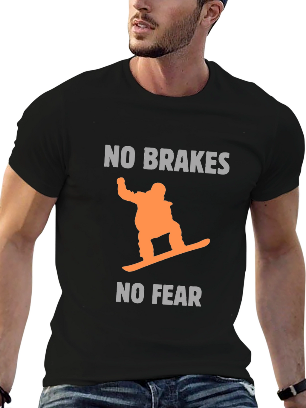 No Brakes No Fear Snowboarder Graphic Tee