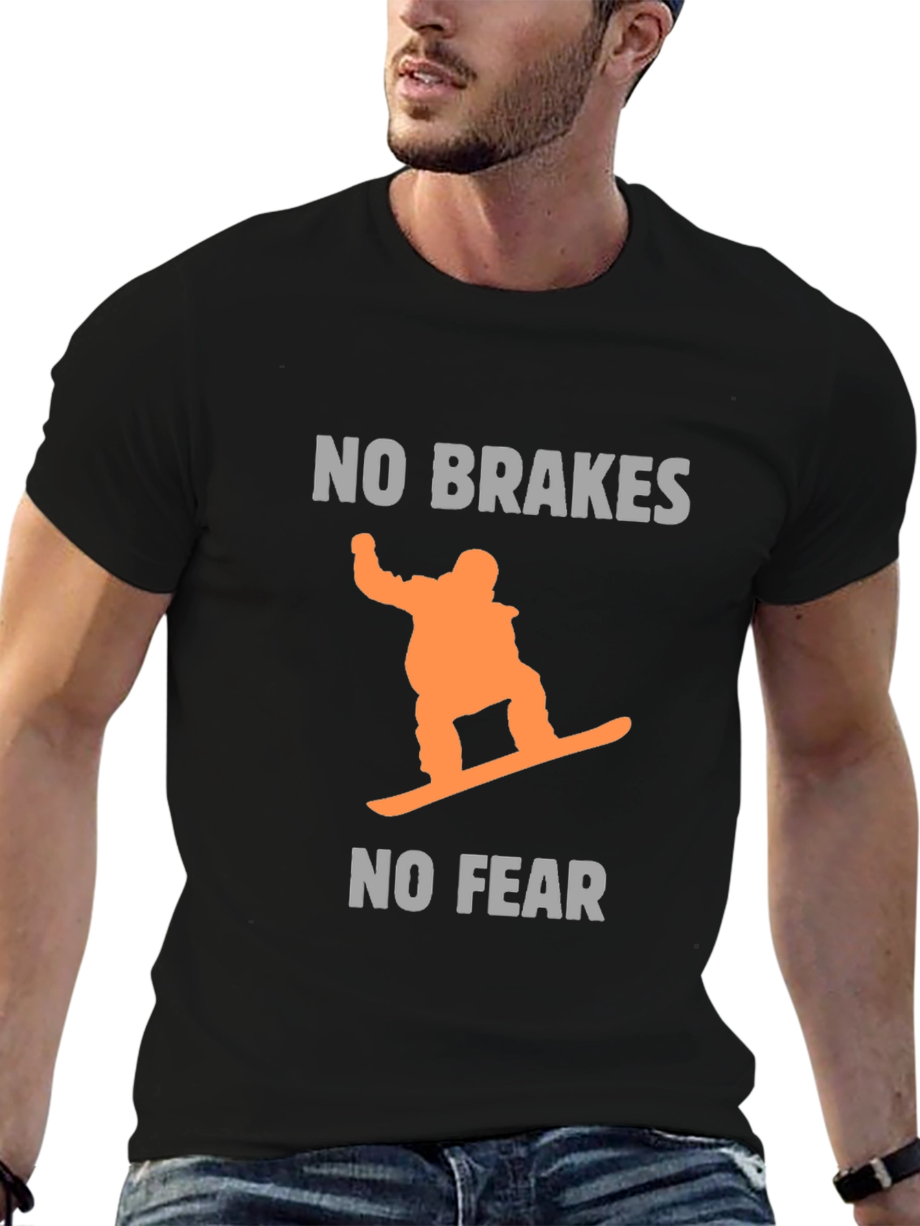 No Brakes No Fear Snowboarder Graphic Tee