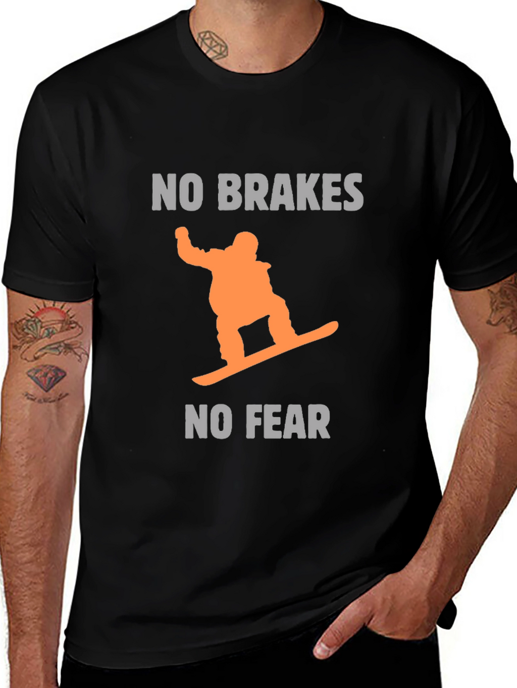 No Brakes No Fear Snowboarder Graphic Tee