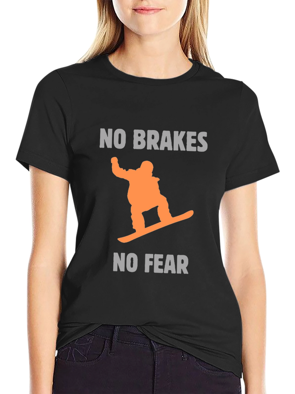 No Brakes No Fear Snowboarder Graphic Tee