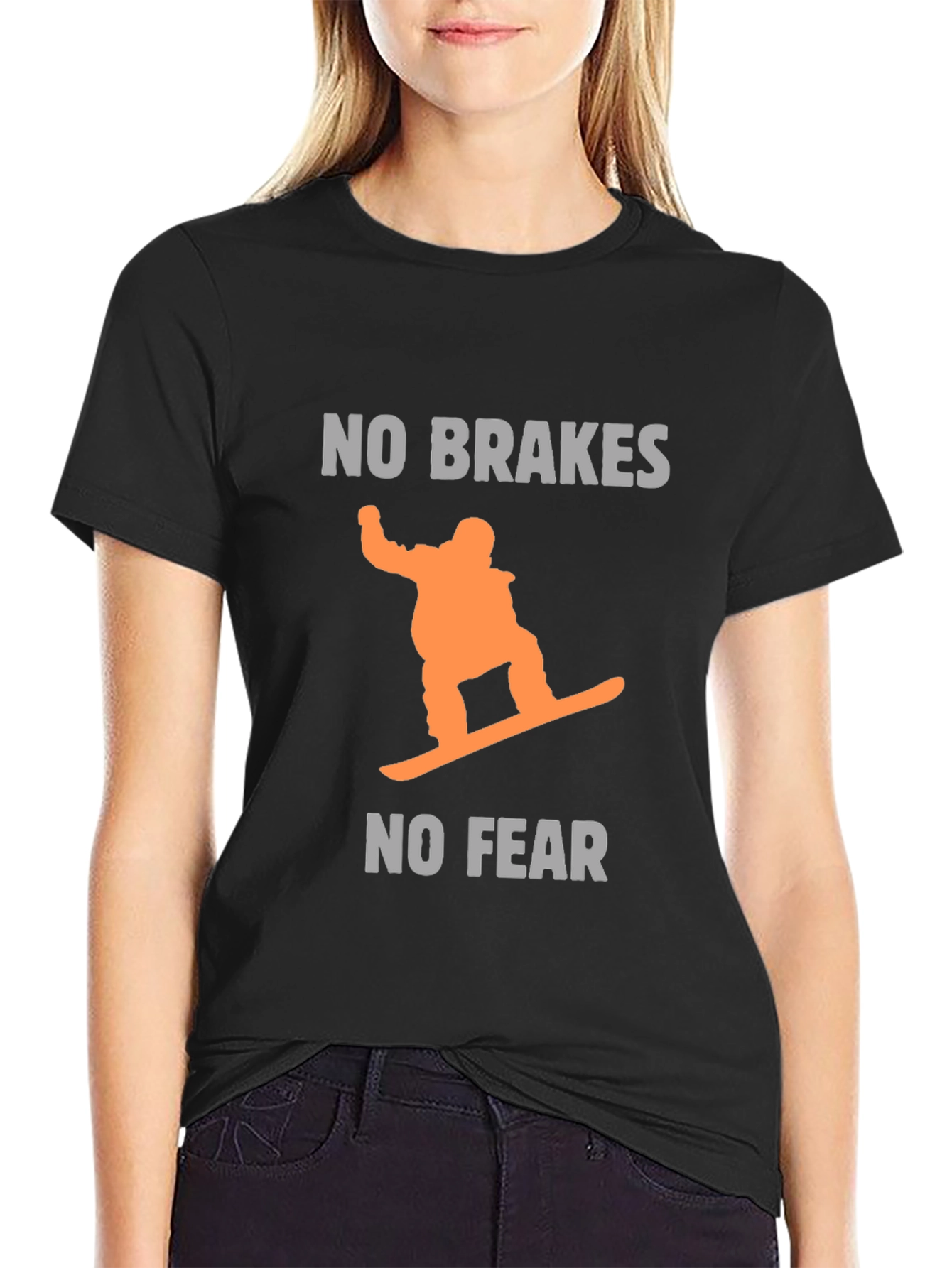 No Brakes No Fear Snowboarder Graphic Tee