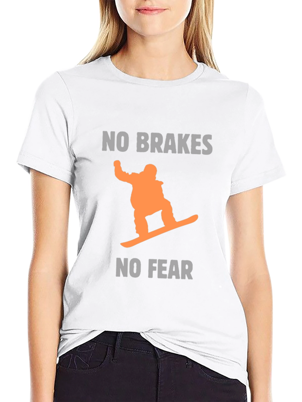 No Brakes No Fear Snowboarder Graphic Tee