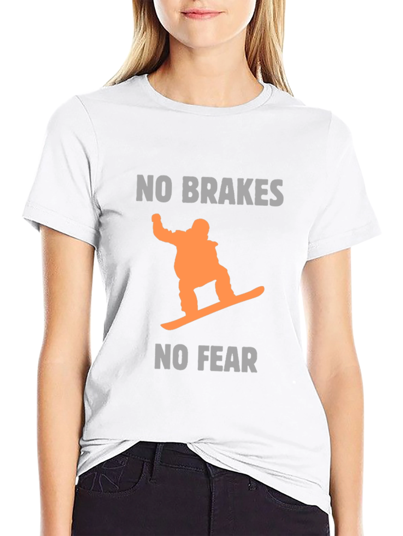 No Brakes No Fear Snowboarder Graphic Tee