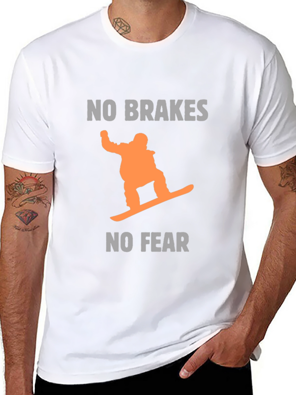 No Brakes No Fear Snowboarder Graphic Tee