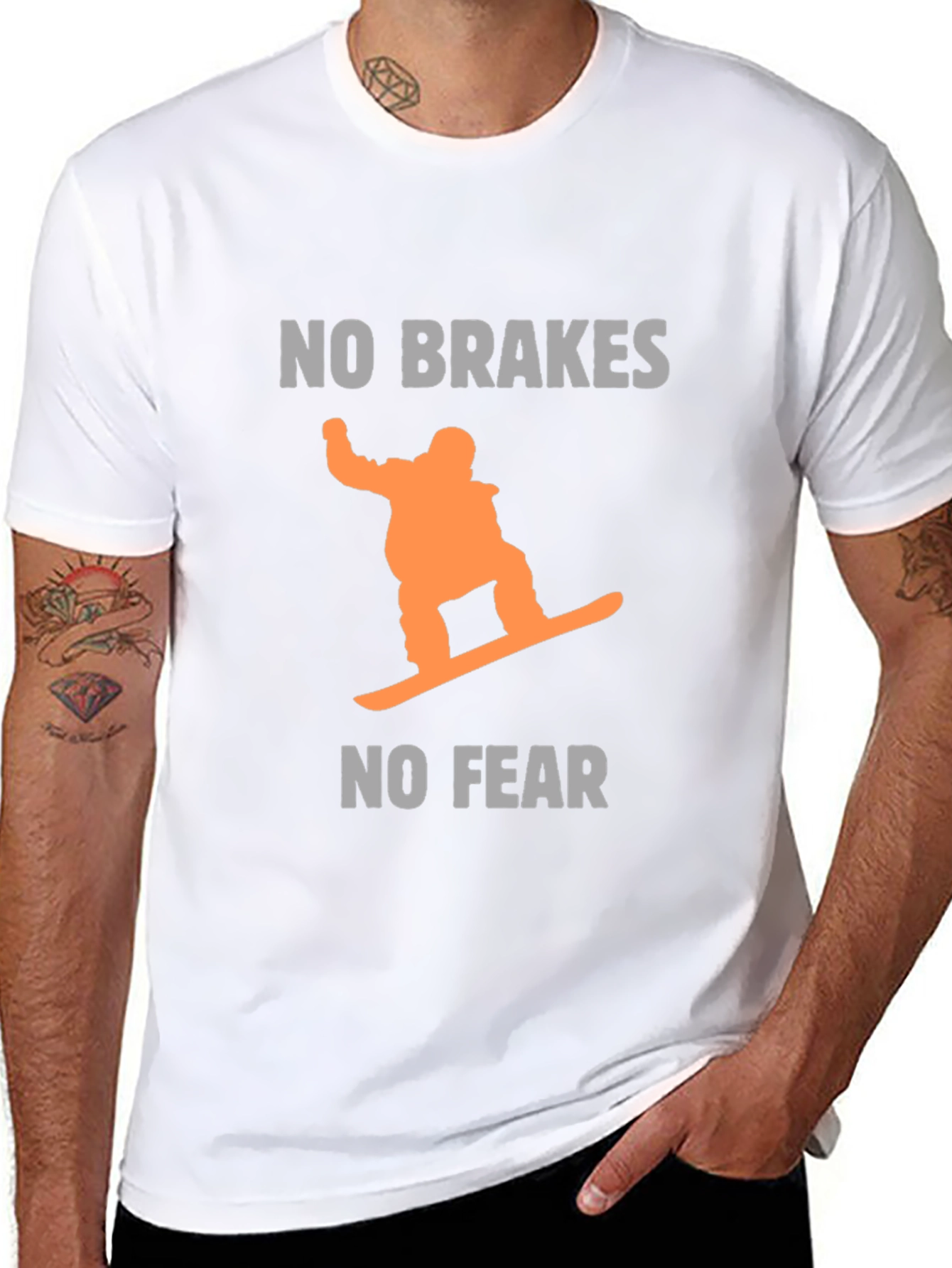 No Brakes No Fear Snowboarder Graphic Tee