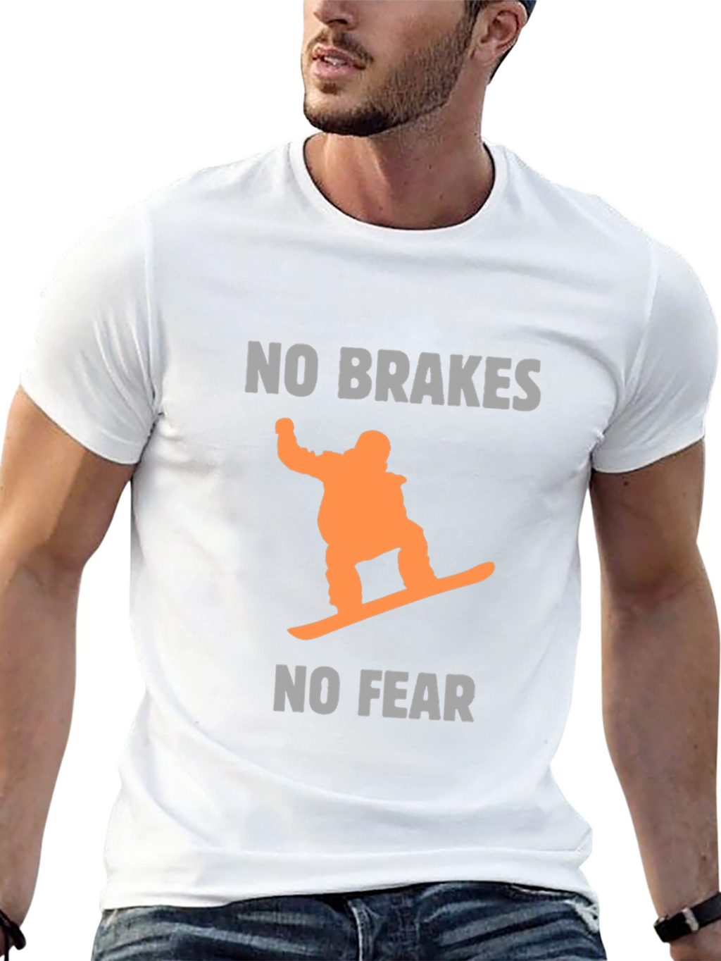 No Brakes No Fear Snowboarder Graphic Tee