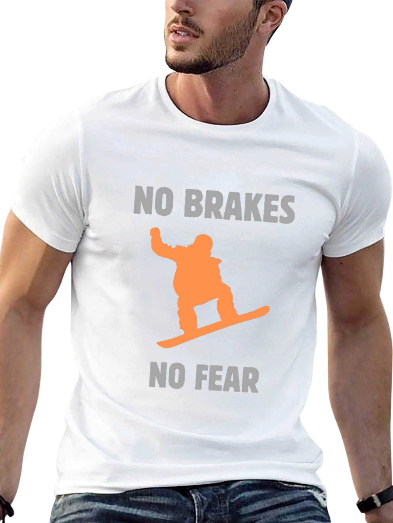 No Brakes No Fear Snowboarder Graphic Tee