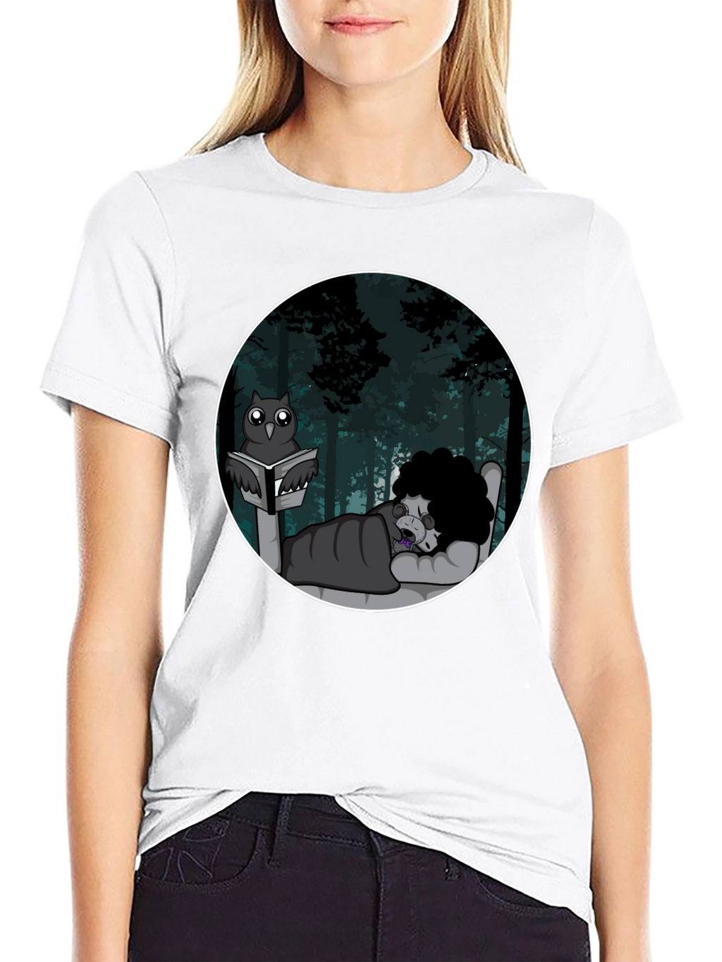 Owl Reading To Sleeping Monster Graphic T-Shirt