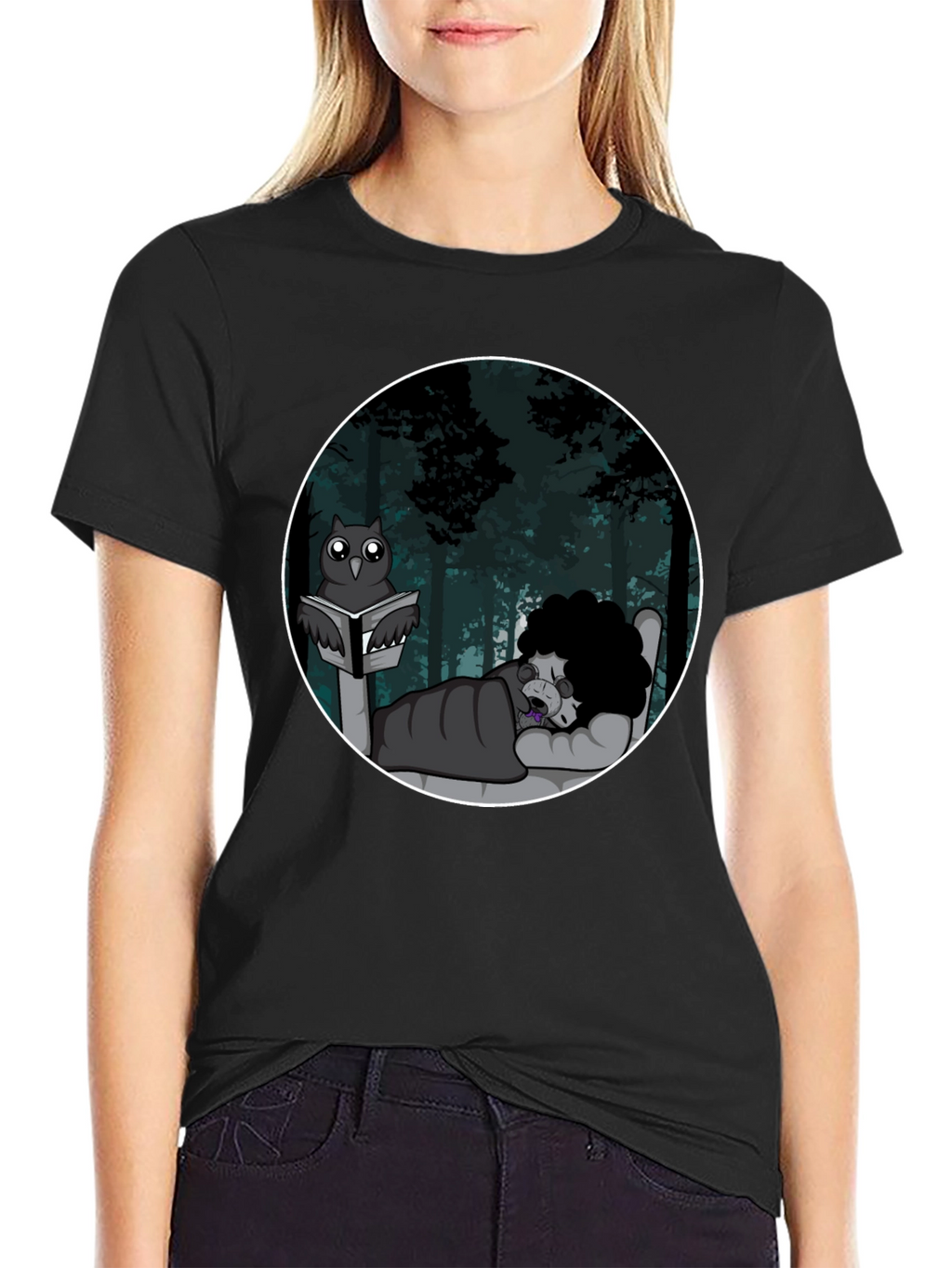 Owl Reading To Sleeping Monster Graphic T-Shirt