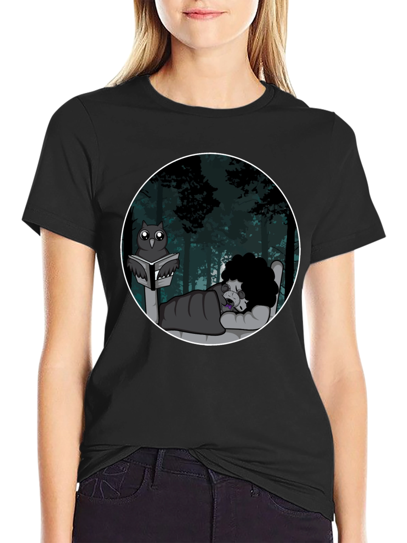 Owl Reading To Sleeping Monster Graphic T-Shirt