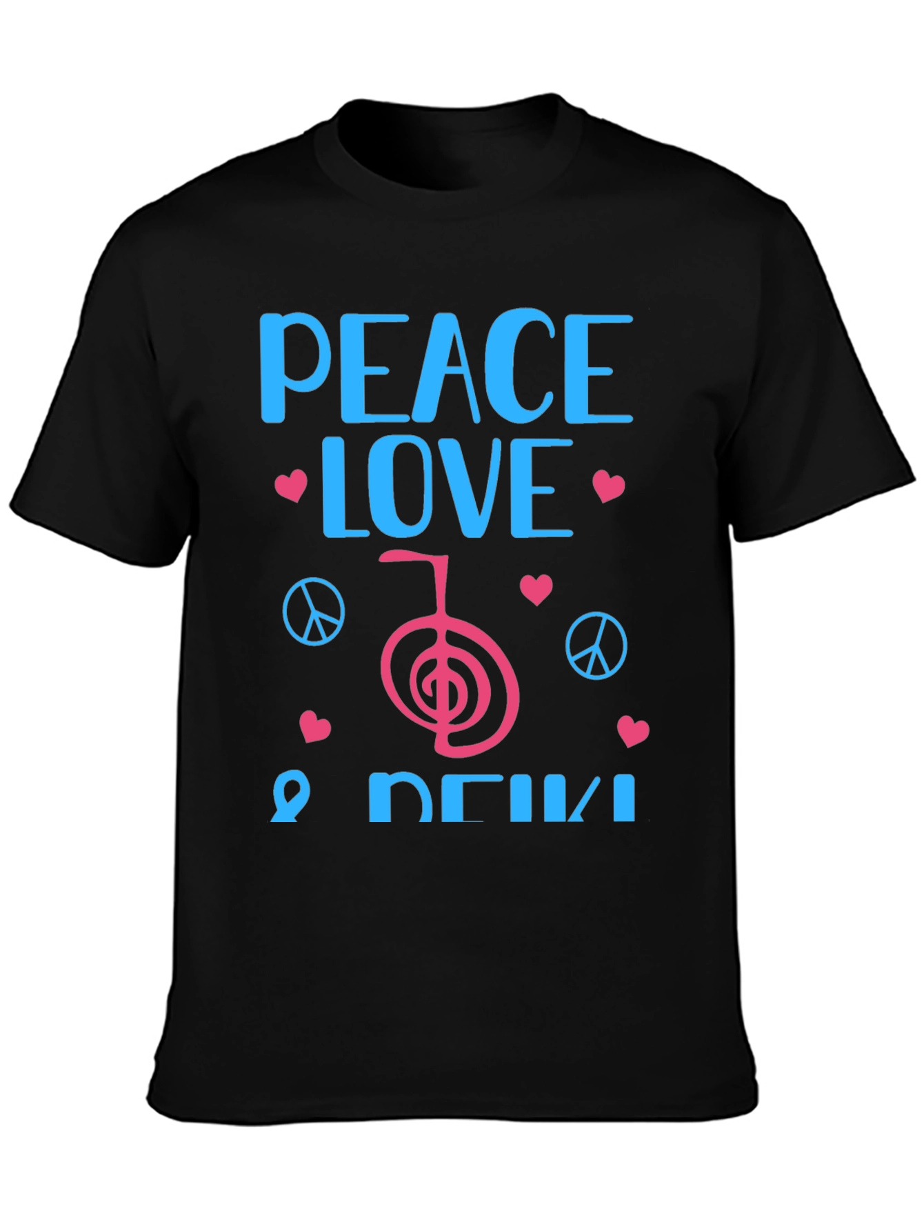 Peace Love Reiki Black Graphic Tee