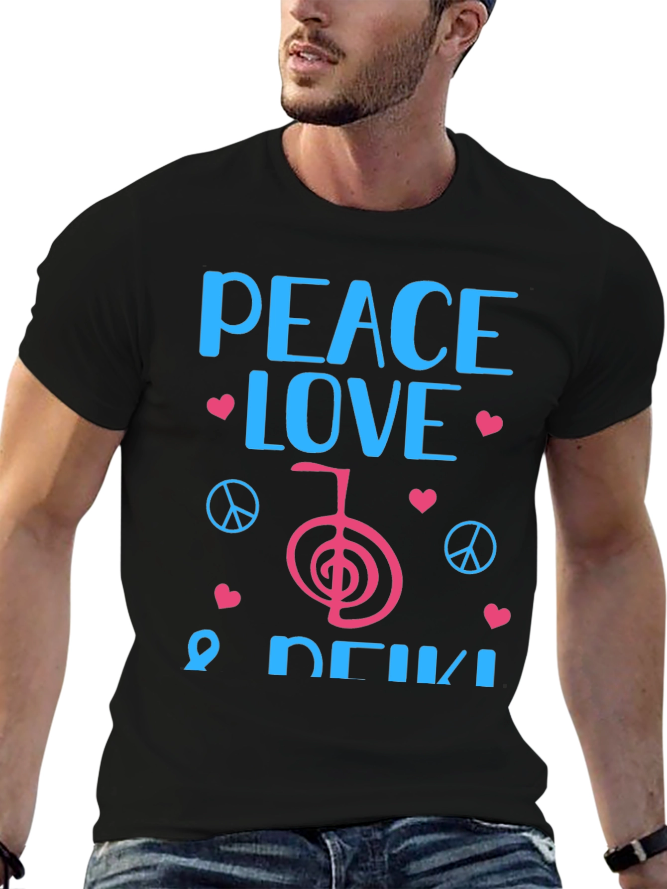 Peace Love Reiki Black Graphic Tee