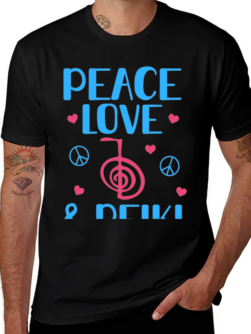 Peace Love Reiki Black Graphic Tee