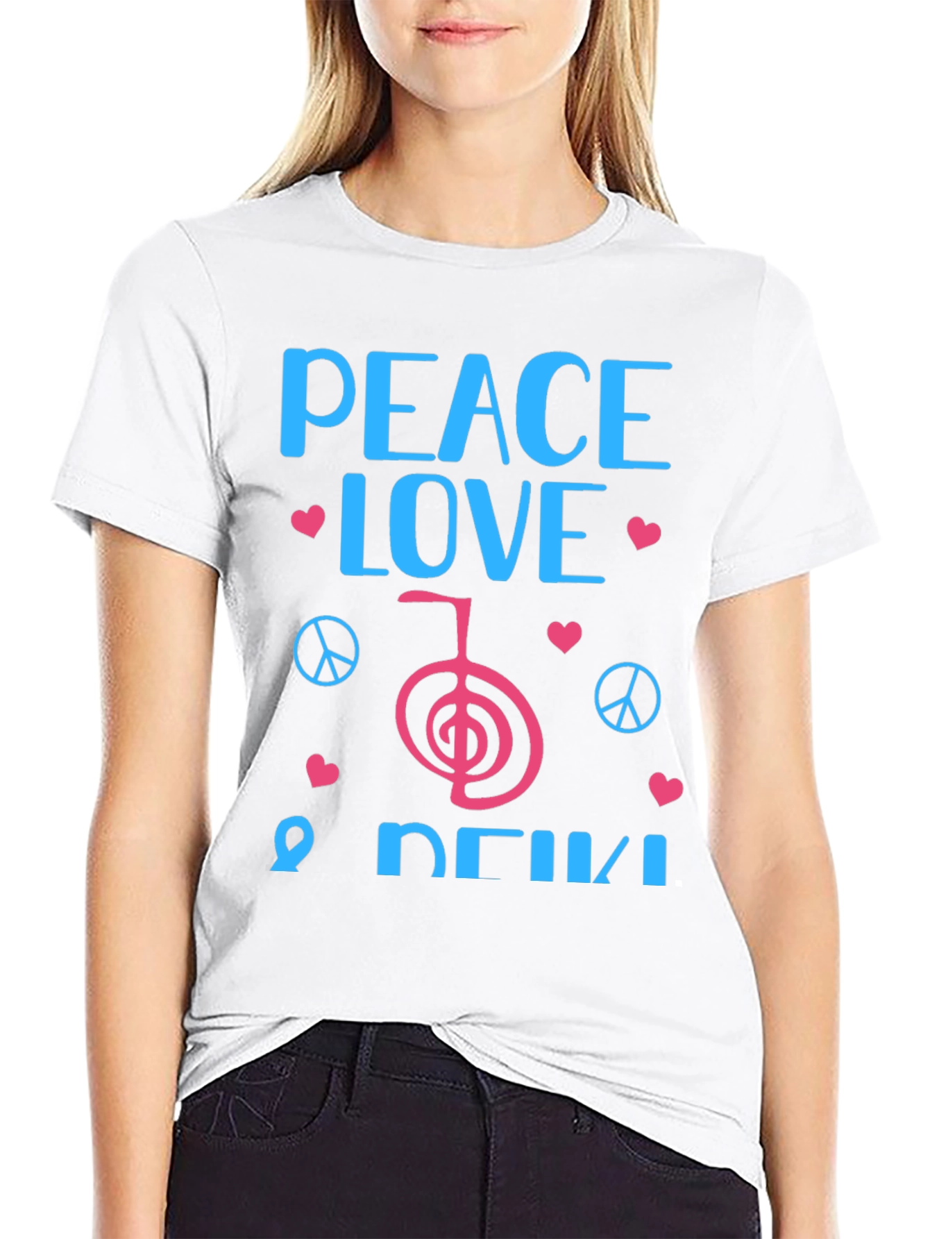 Peace Love Reiki Black Graphic Tee
