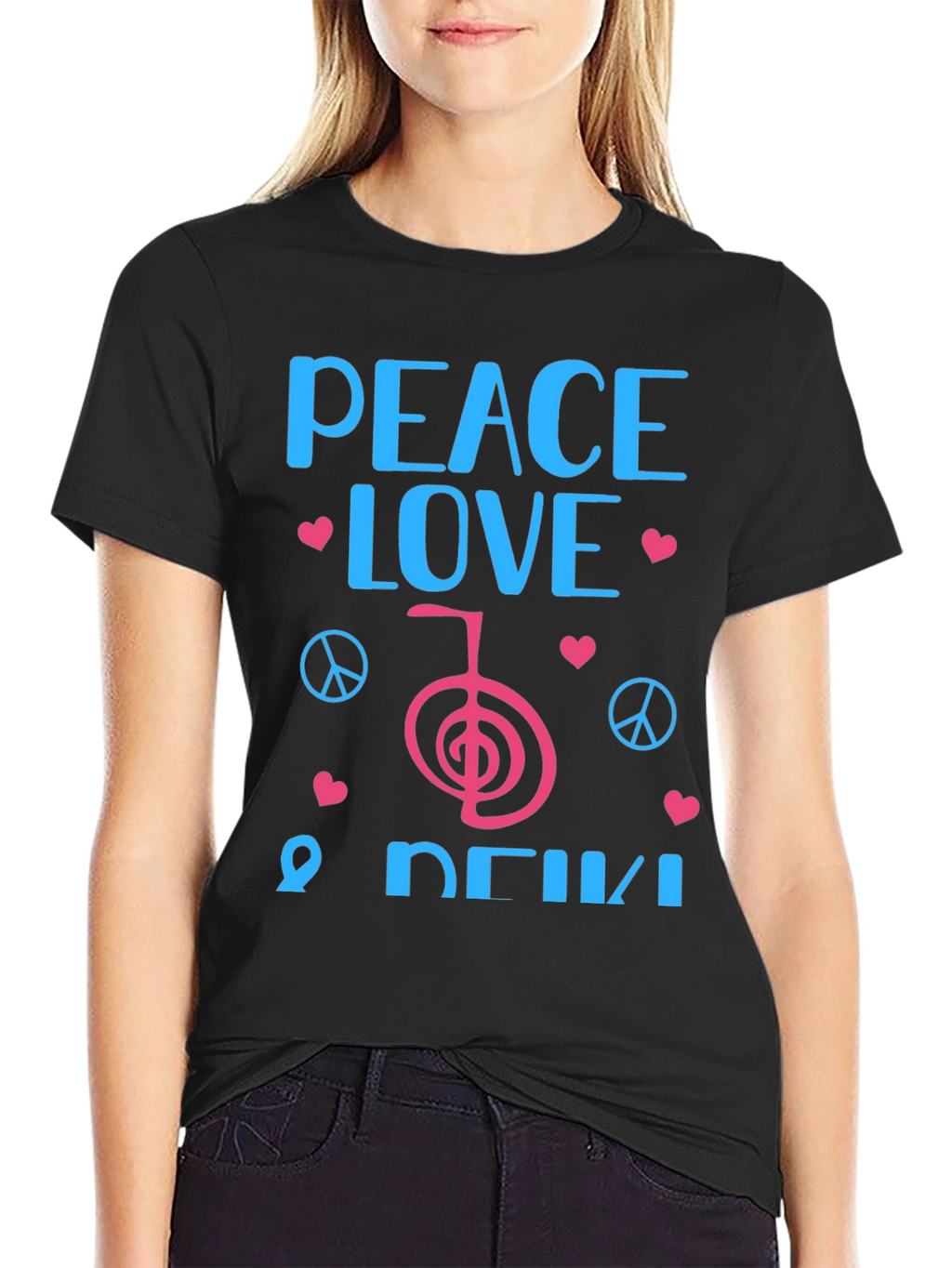 Peace Love Reiki Black Graphic Tee