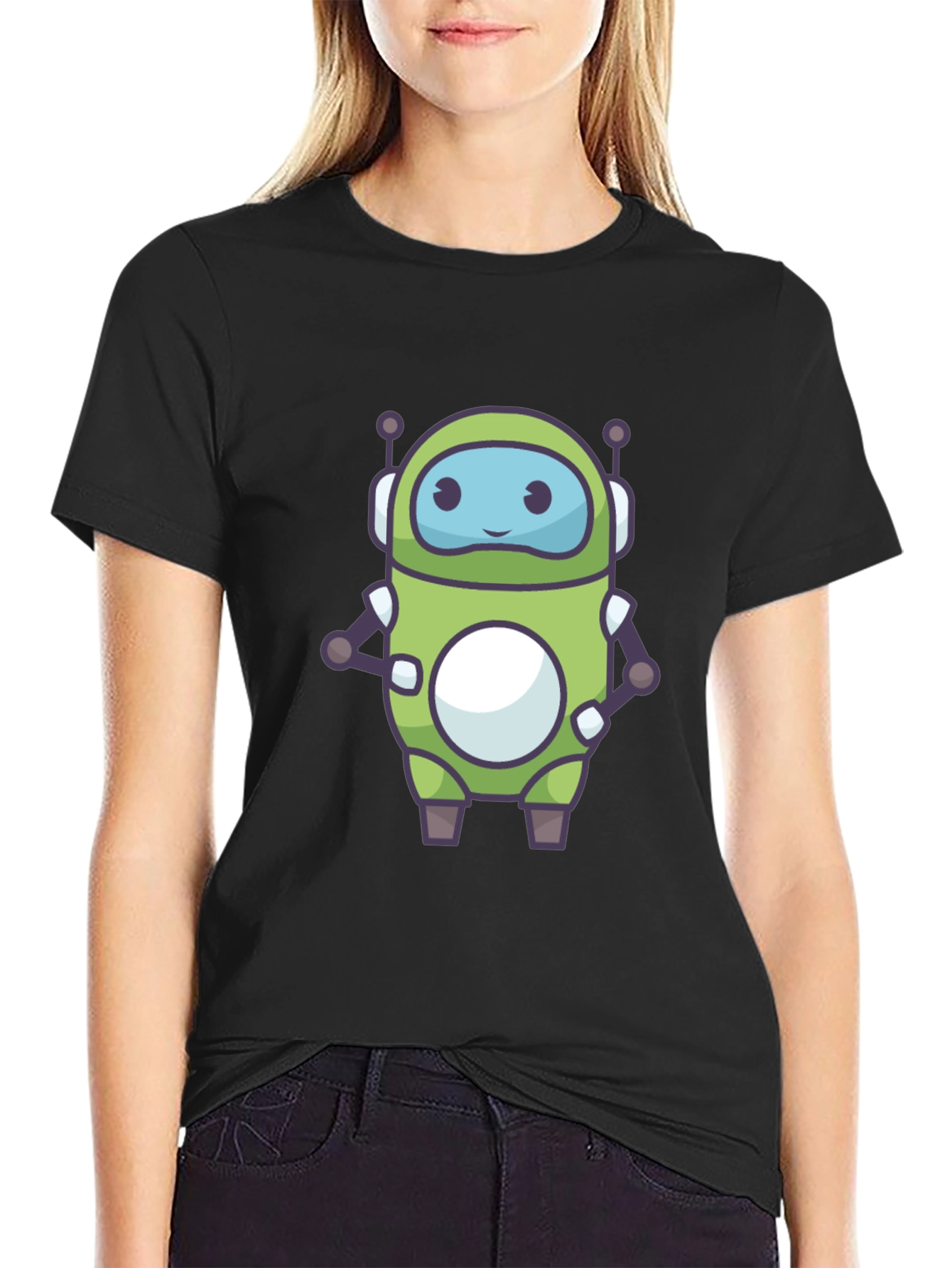 Green Robot Graphic Tee - Fun Tech Style
