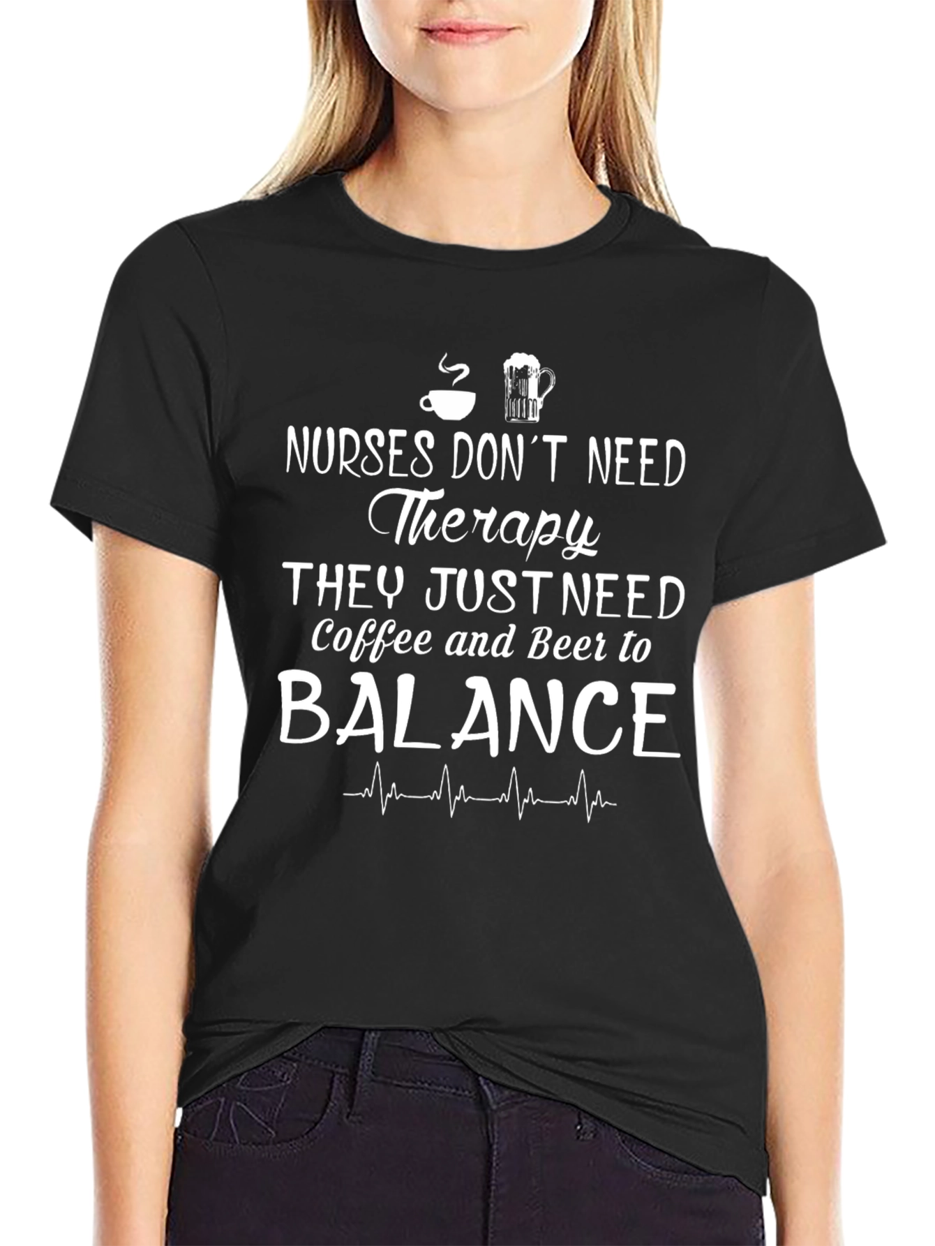 Nurses Coffee & Beer Balance Graphic T-Shirt