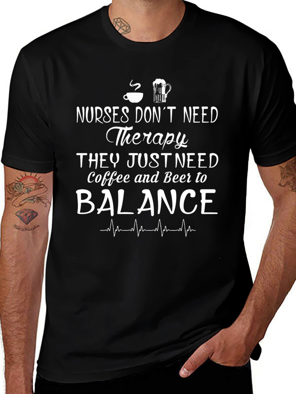 Nurses Coffee & Beer Balance Graphic T-Shirt