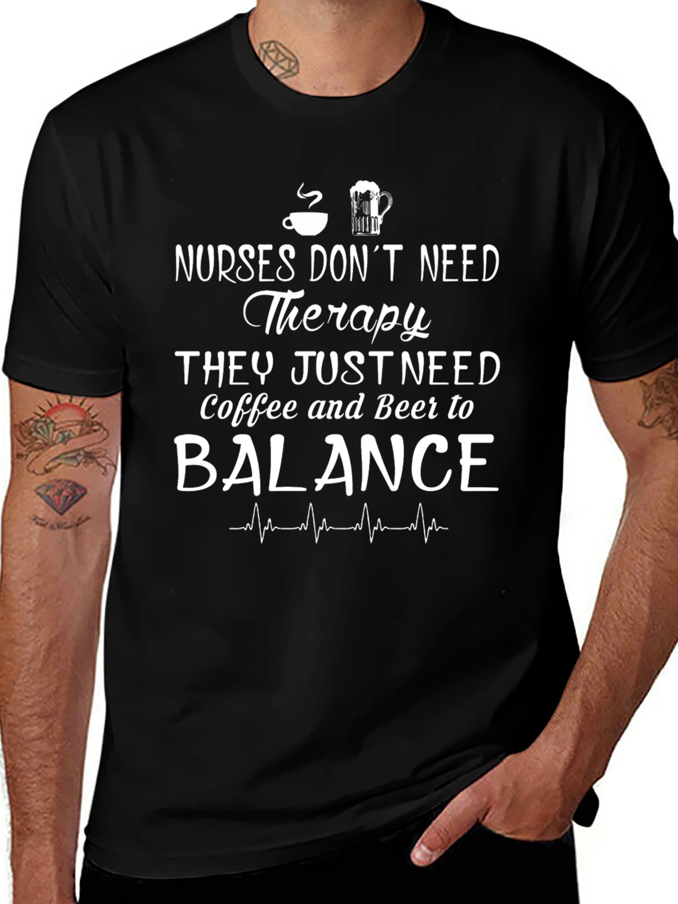 Nurses Coffee & Beer Balance Graphic T-Shirt