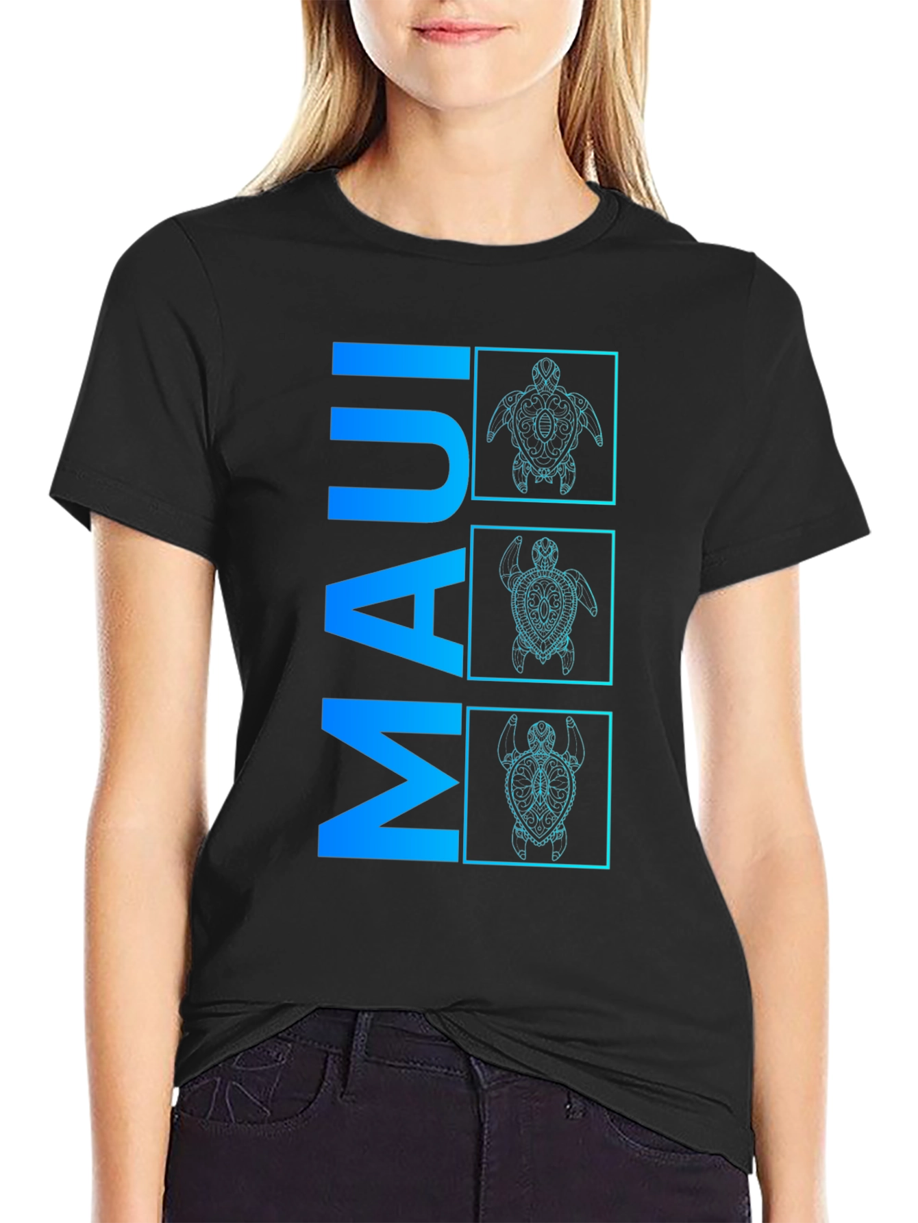Maui Turtle Graphic Tee - Mens Black T-Shirt
