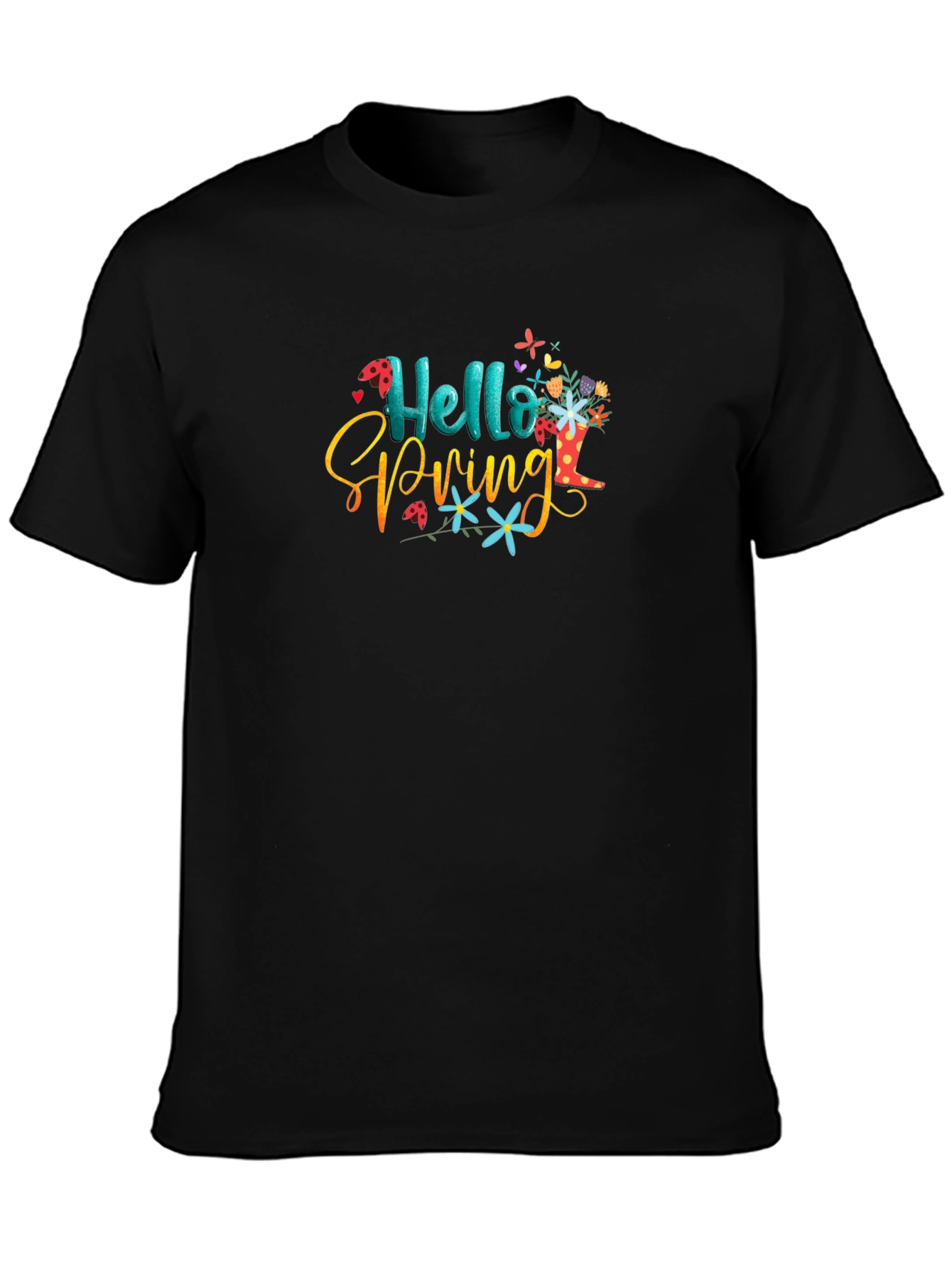 Hello Spring T-Shirt - Floral Boot Design