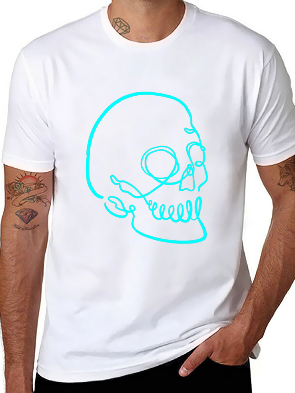 Mens Black T-Shirt with Skull Graphic