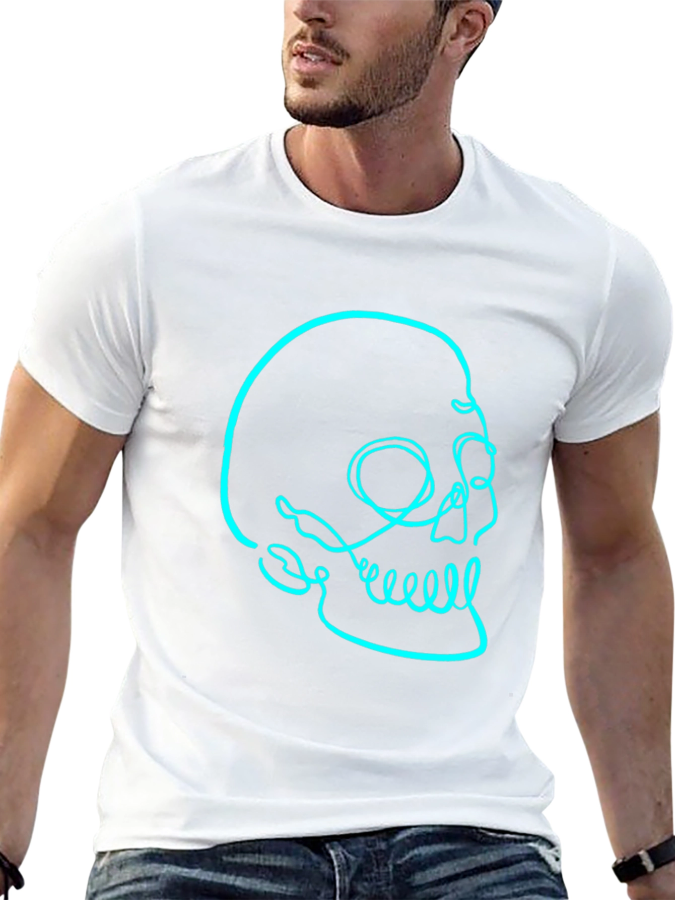 Mens Black T-Shirt with Skull Graphic