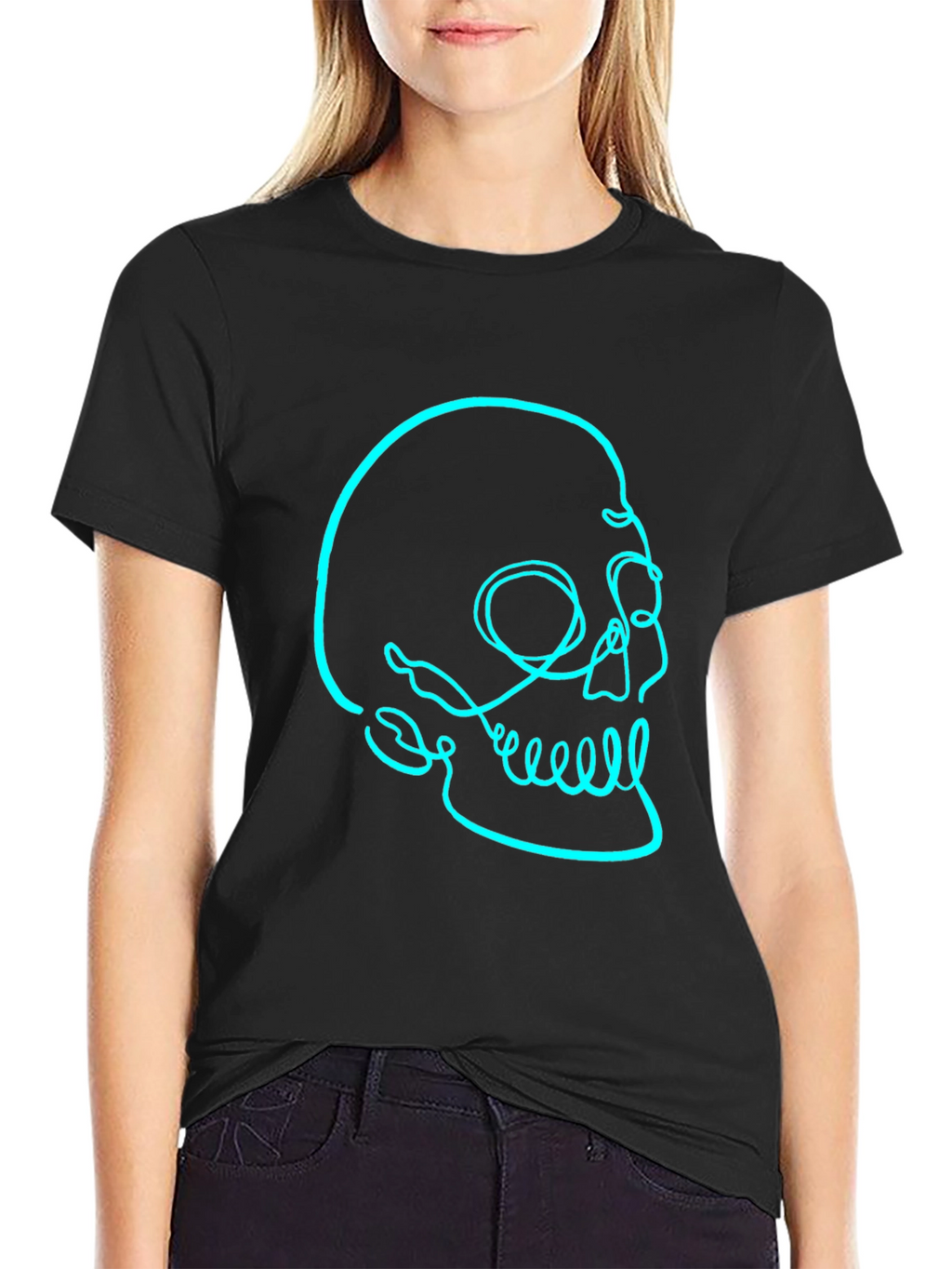 Mens Black T-Shirt with Skull Graphic