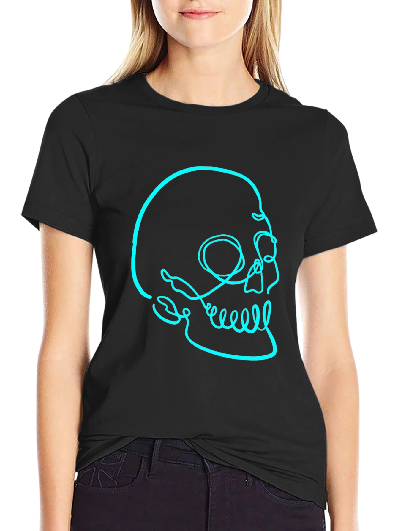 Mens Black T-Shirt with Skull Graphic