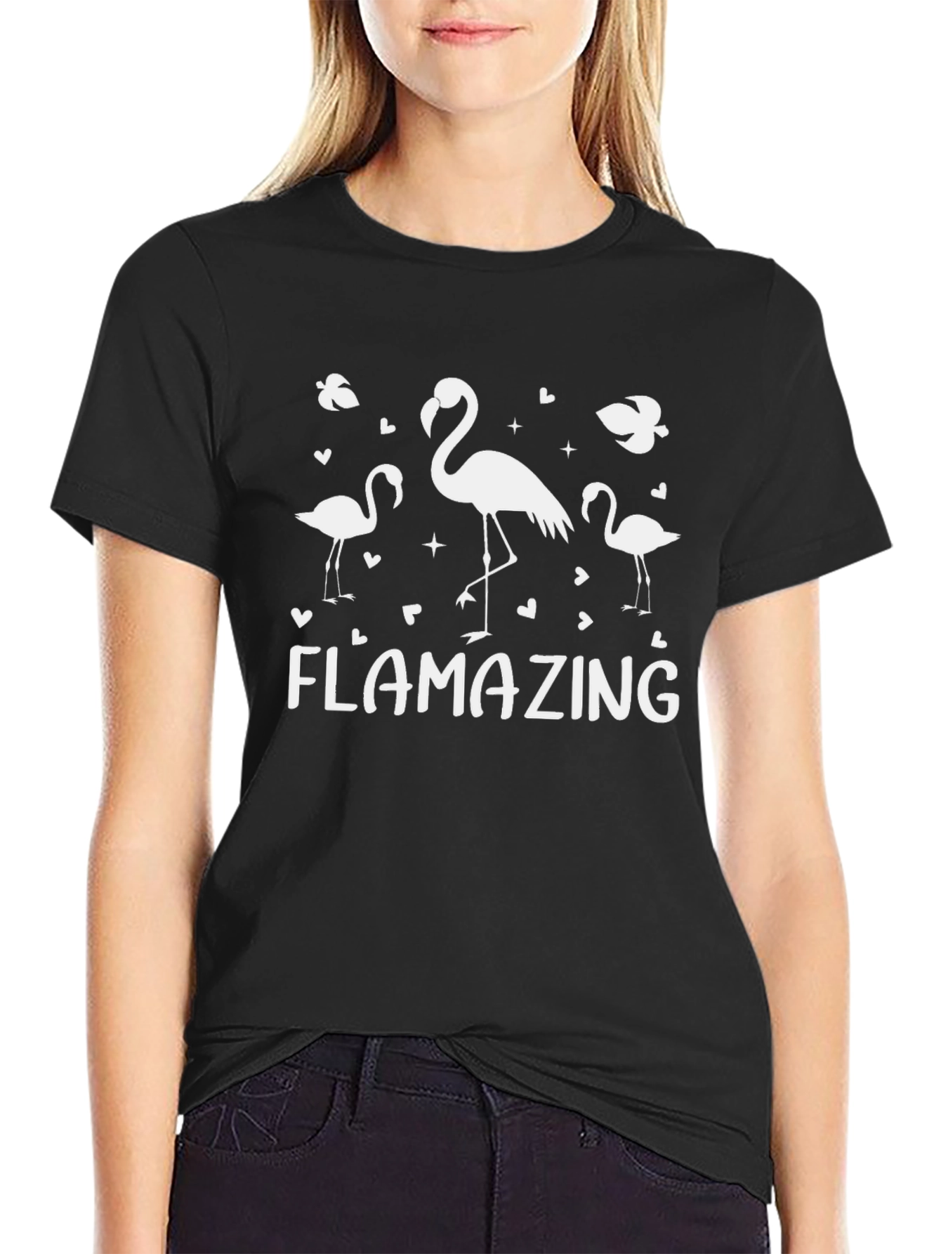 Flamazing Flamingo Graphic Tee - Black Cotton T-Shirt