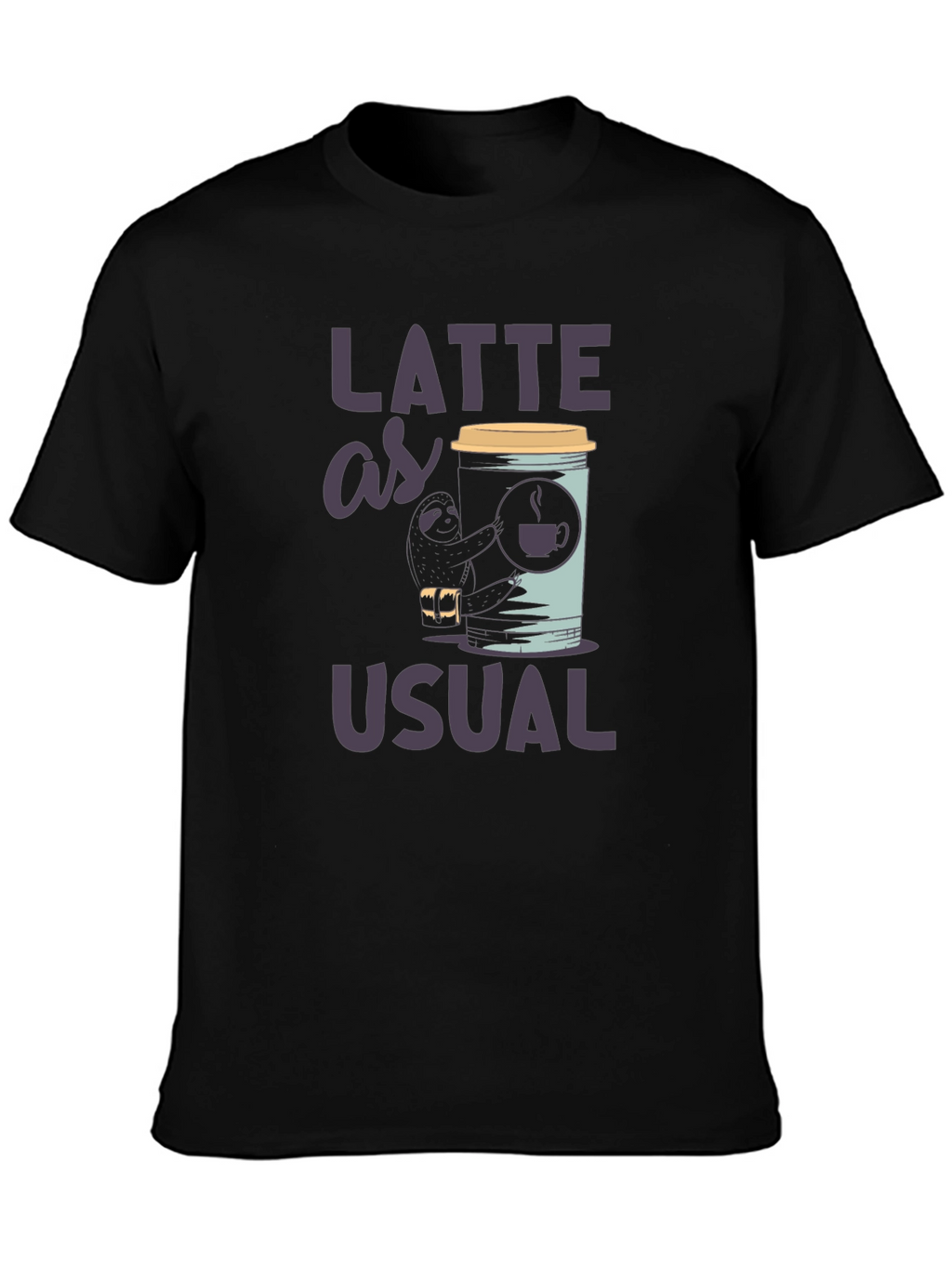 Latte as Usual Sloth Graphic T-Shirt