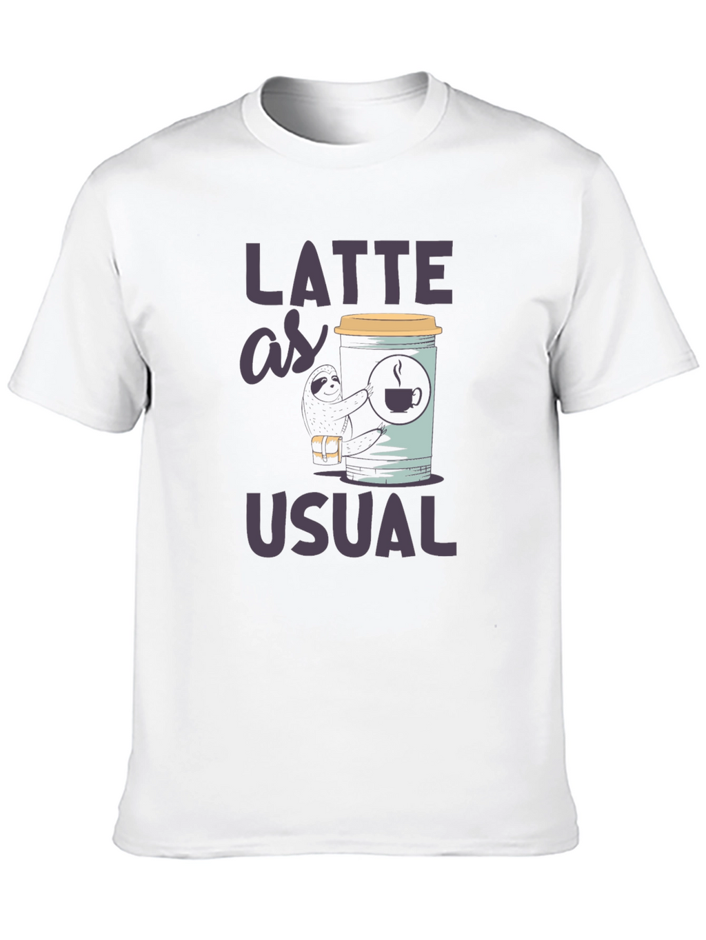 Latte as Usual Sloth Graphic T-Shirt