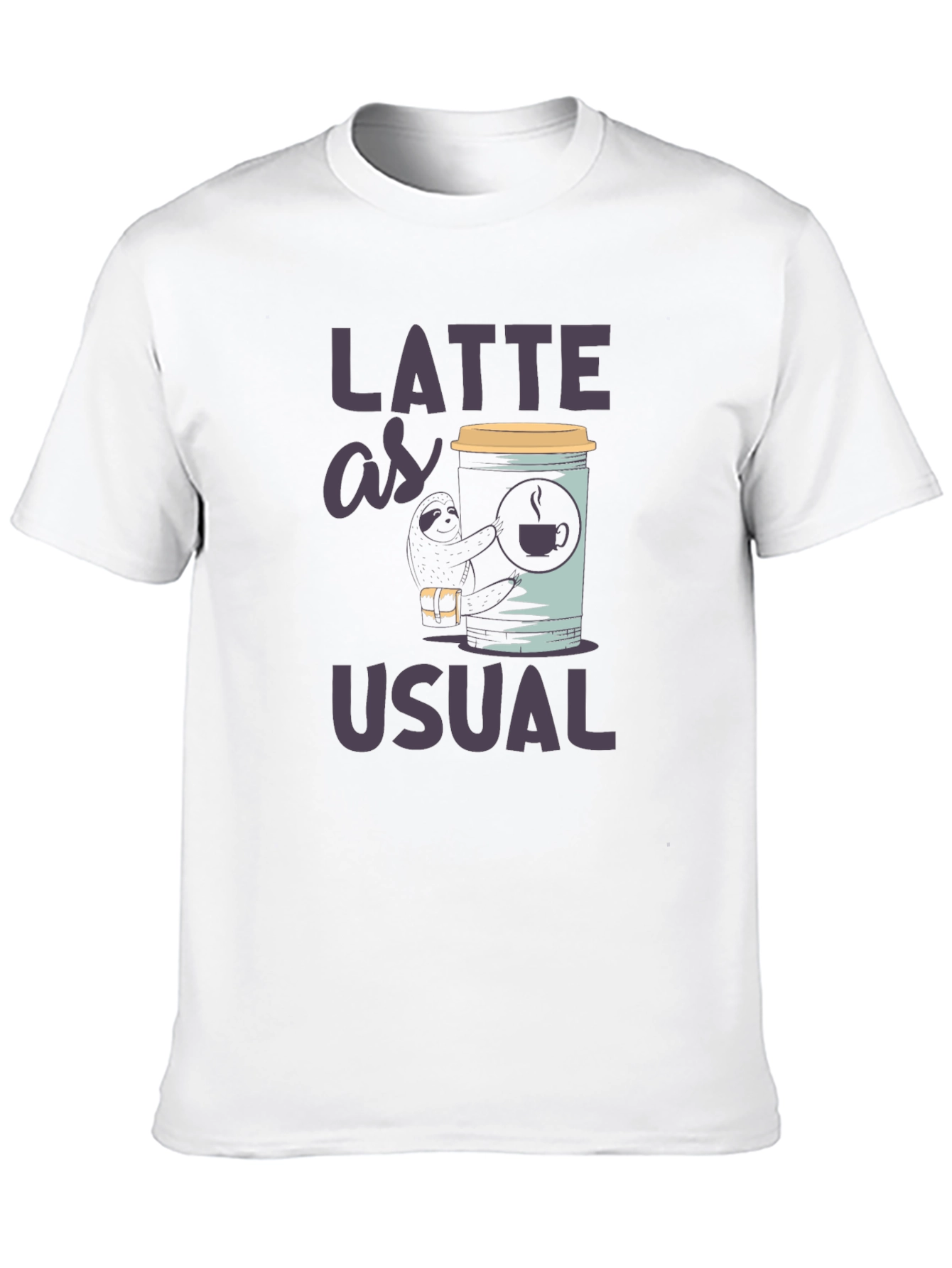 Latte as Usual Sloth Graphic T-Shirt